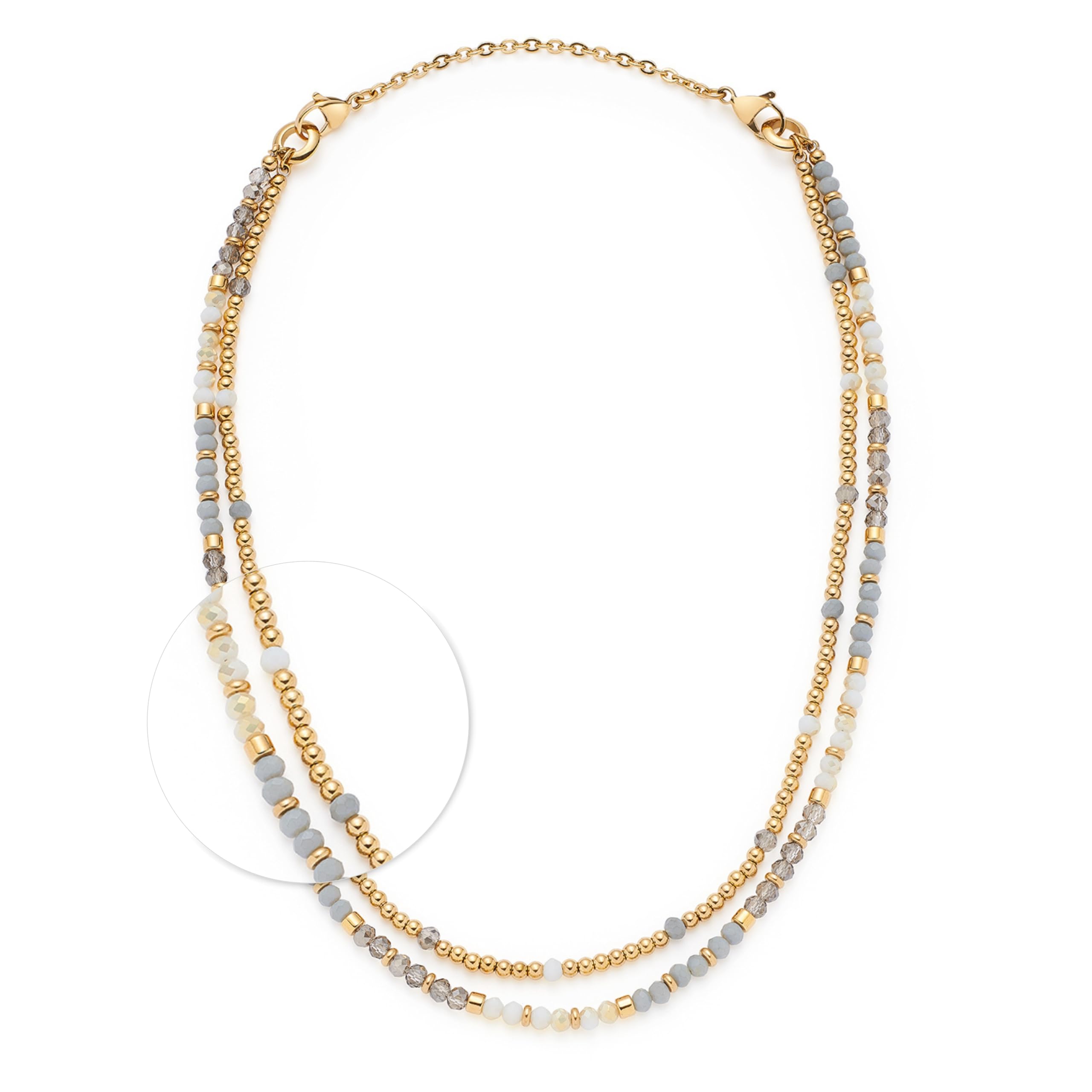 JEWELS BY LEONARDO Halskette Bernadette – goldfarbenes Edelstahl-Schmuckstück mit Glasperlen, 50–82 cm