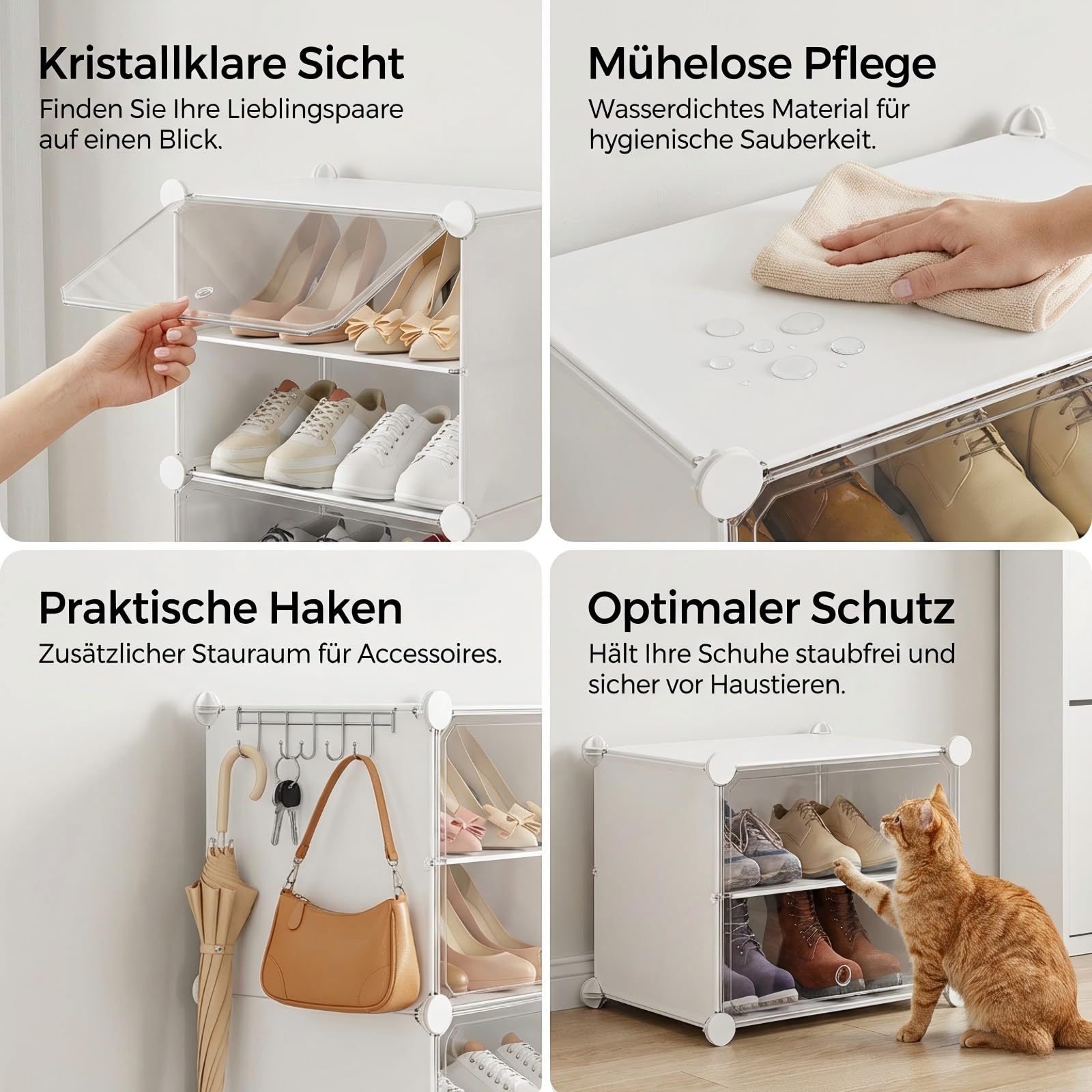 Schuhregal, Schuhschrank mit 20 Fächern, schuhregal hoch und schmal, schuhregal weiß, schuhschrank hoch geschlossen für Garderobe Flur Schlafzimmer Eingang, DIY anpassbar