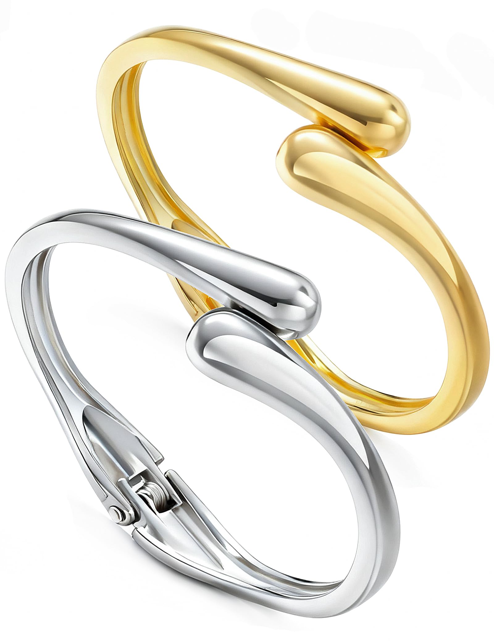 View 1 of ***MISSING PARTS***Chunky Gold Bangle Bracelets for Women, Dainty 14k Gold Plated Silver Stackable Bangles Set, Trendy Statement Cuff Bracelet Stack Trendy Jewelry Gifts
