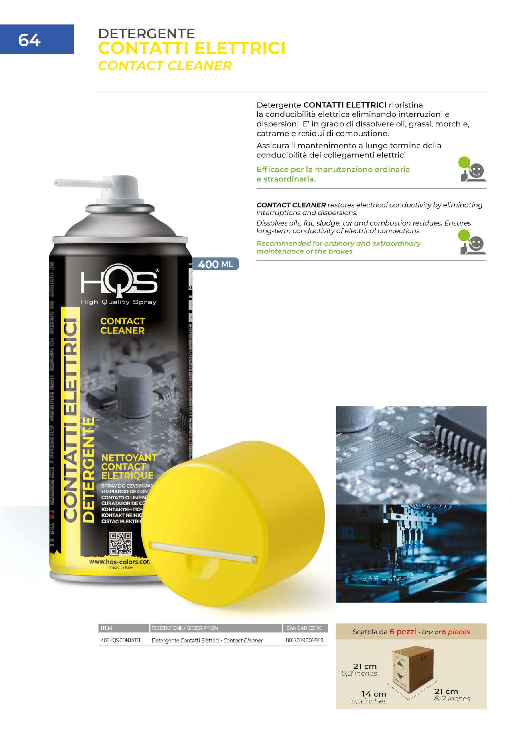 HQS Bomboletta Spray 400ml Pulitore Contatti Elettrici (6)