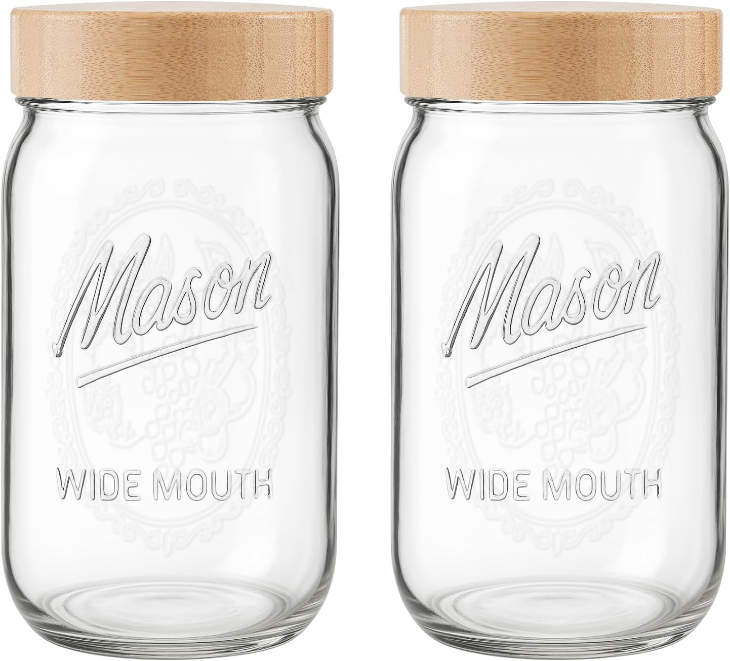 32 oz Glass Jars, Wide Mouth Mason Jars with Airtight Lids for Food Storage, Snacks, Meal Prep & Lunch Leakproof (6 Pack - Color)