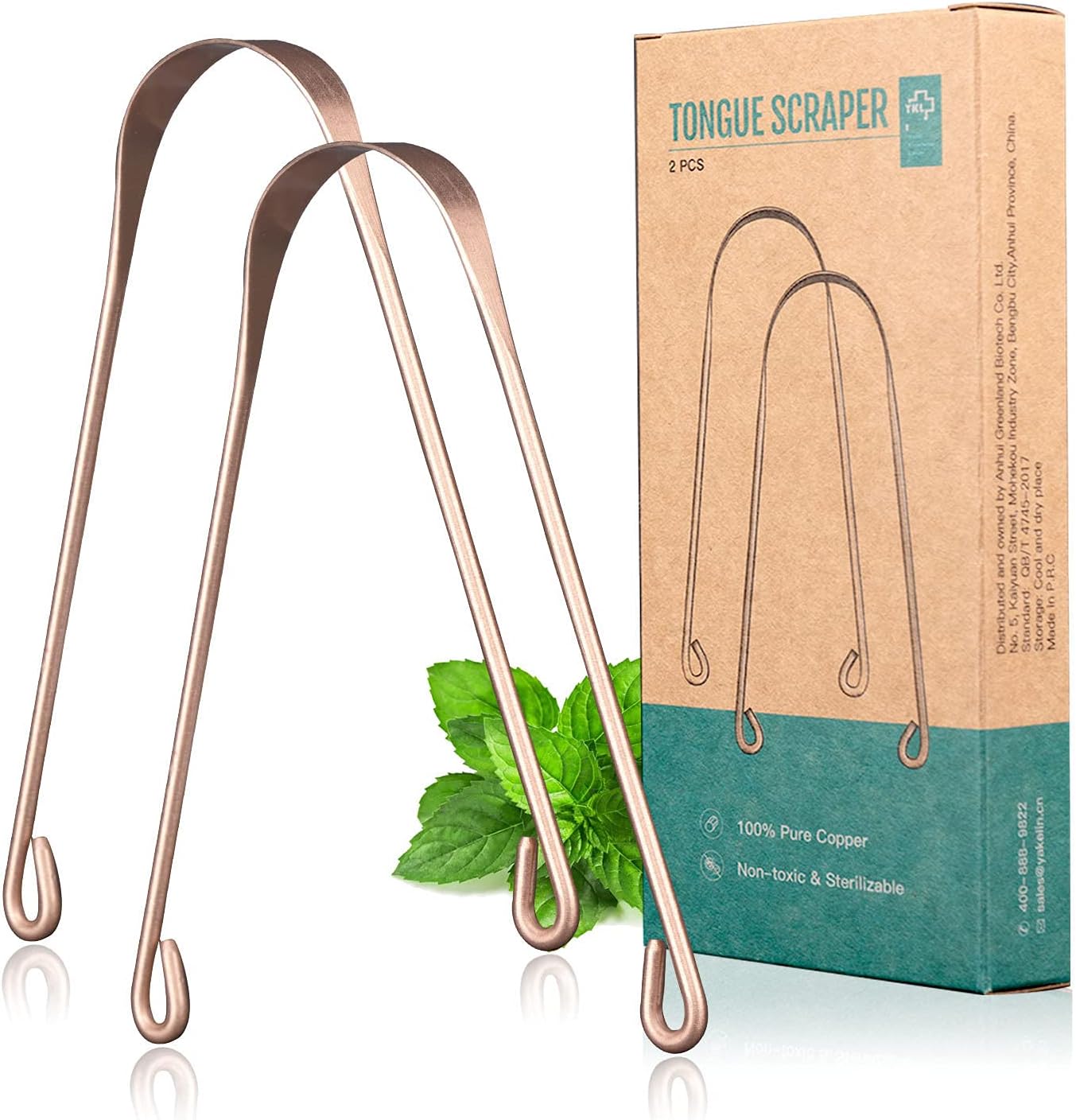 Y-Kelin 2 Pcs Copper Tongue Scraper Tongue Brush for Oral Care (2 pcs Copper)