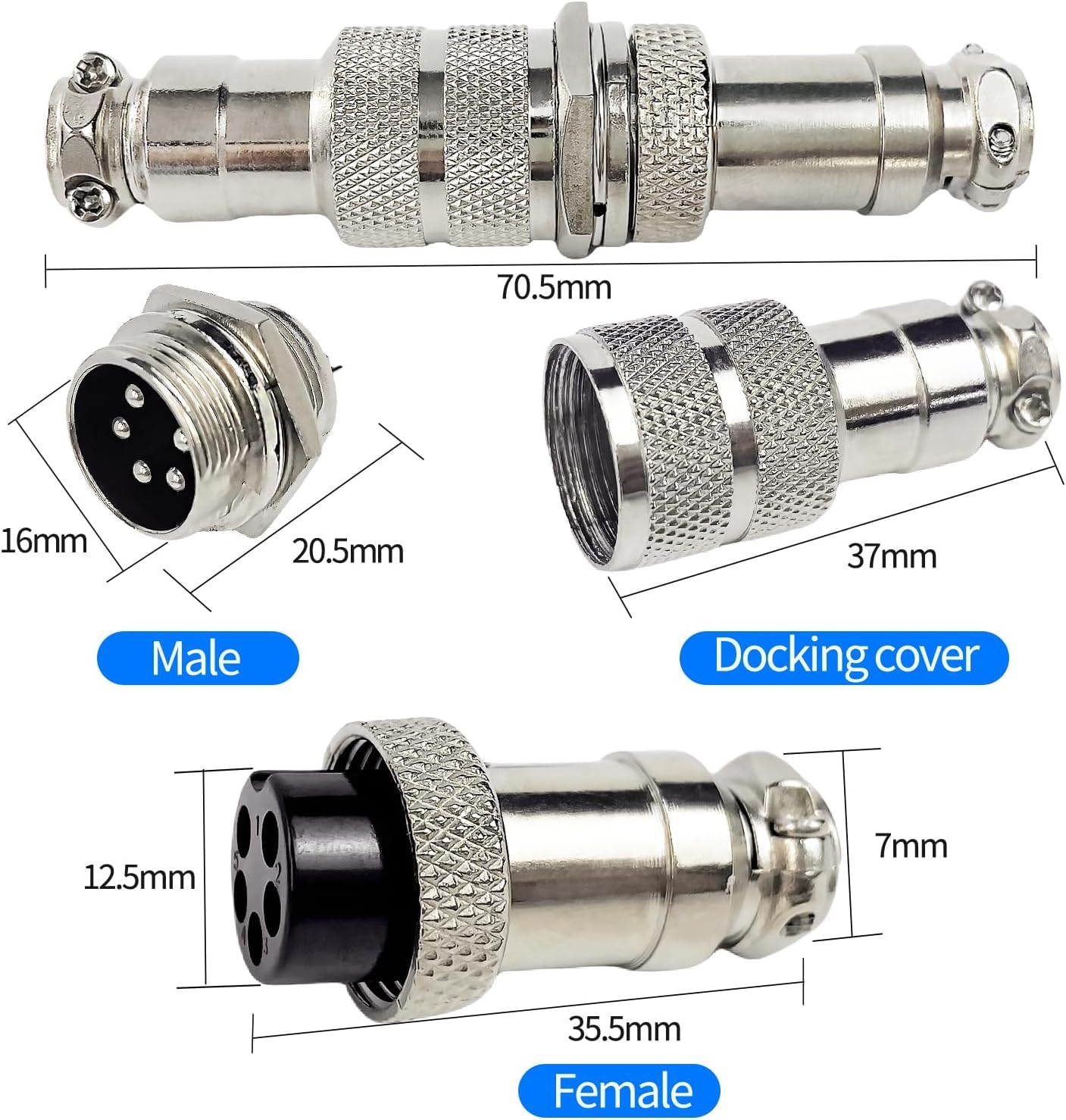 VISSQH 5 Paia GX16 2Pin Connettore Aviazione,16mm Connettore Aviazione Maschio Femmina,Presa Aeronautica,Connettore Aviazione Pannello
