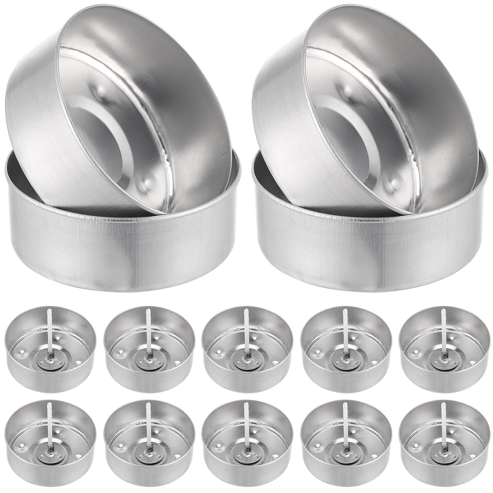 DIYEAH 1 Set Aluminum Tea Light Candle Cups with Wicks for Candle Making for Home Restaurant and Romantic Occasions Durable Easy to Use and Stable Burning