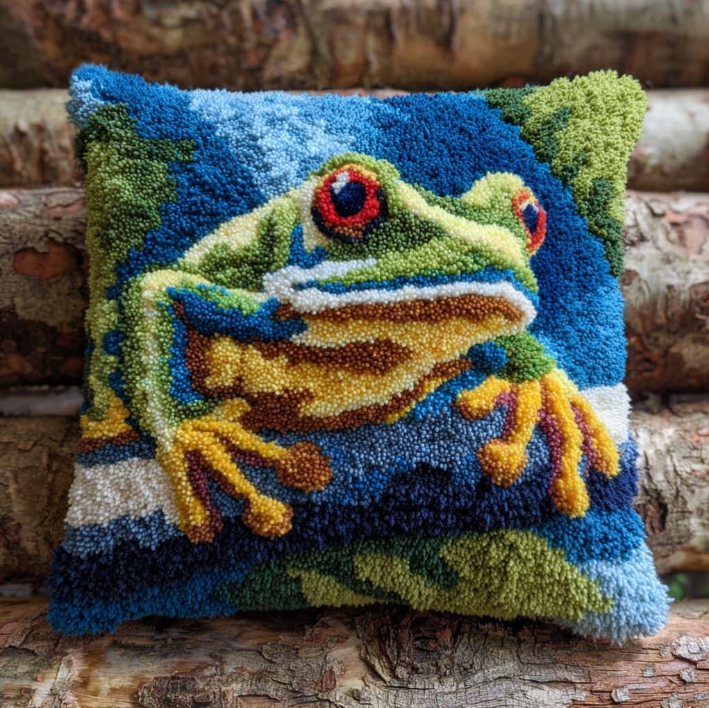 AxiangziK Pre-Printed Latch Hook Cushion Kits,Frog