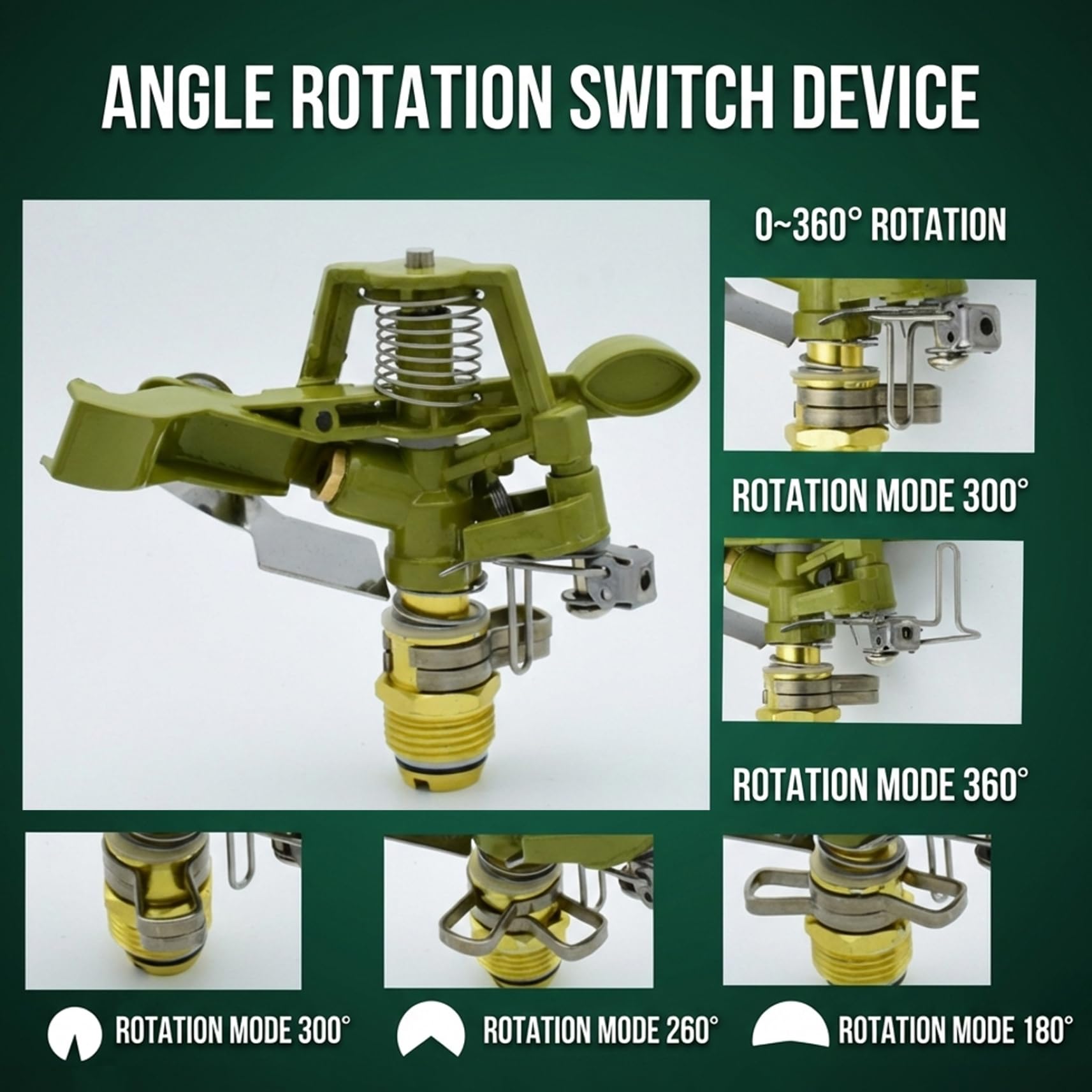 Irrigatore a treppiede, Irrigatore per carichi pesanti con altezza regolabile, Testa in ottone a 360 gradi per irrigazione di prati e giardini di grandi dimensioni.