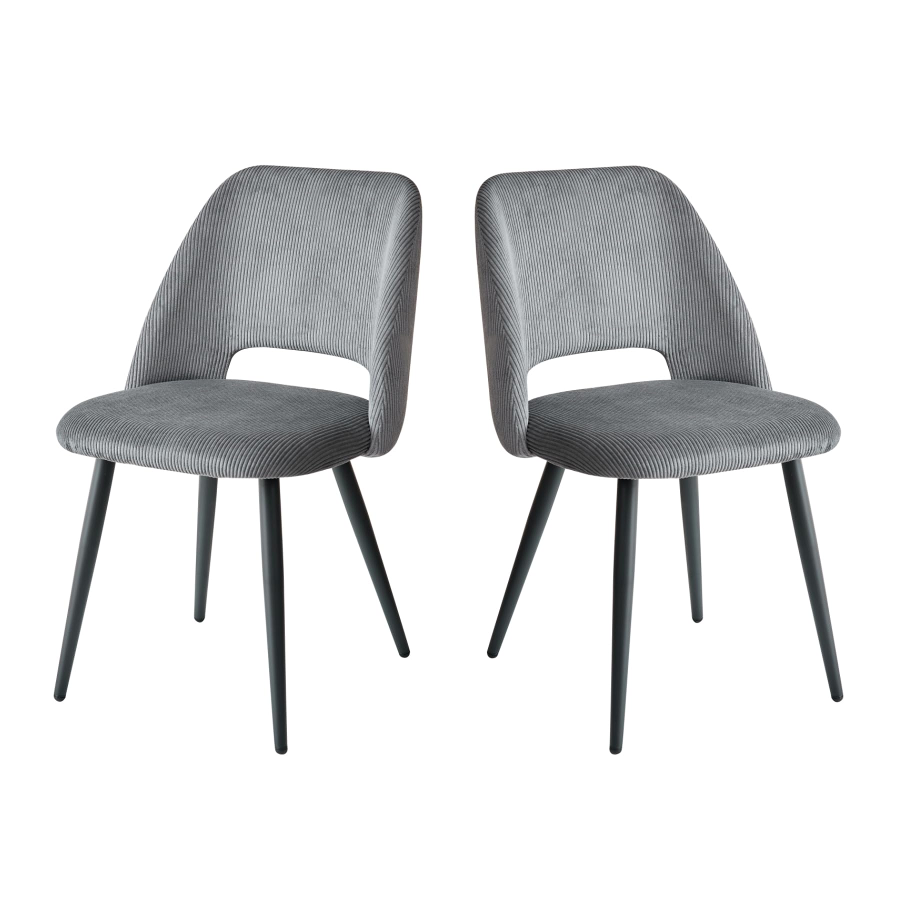 GrandCA HOME 2 Sillas de Comedor Modernas, Tapizadas en Pana y con Respaldo Recortado, Ideales para Comedor, Cocina, Sala de Estar y Dormitorio (Gris)
