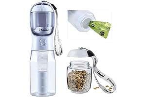 Dog Water Bottle with Food Container & Poop Bag Holder