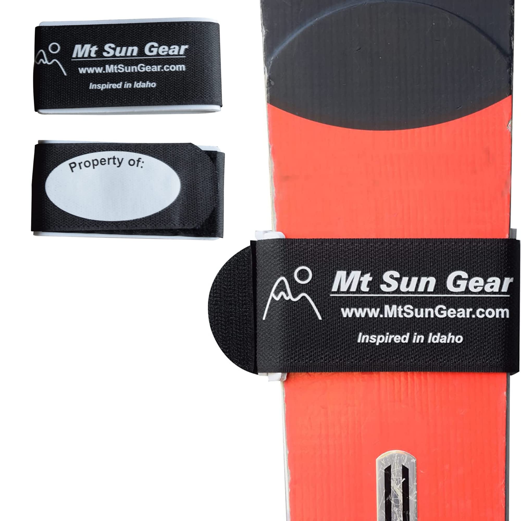 Mt Sun GearSki Wraps Hook and Loop ski Straps for Race, Powder, Fat skis. 2 Per Pack. Light-Strong.
