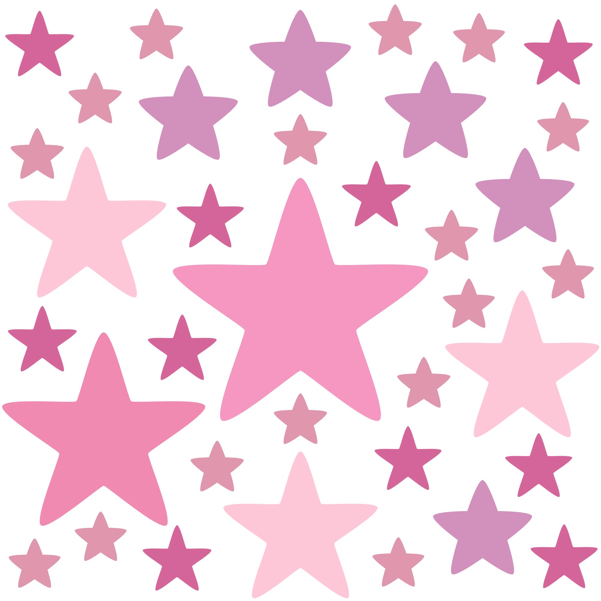 Premyo Girls Pastell Rose Set Of 36 Star Wall Stickers Kids - Nursery Decor Easy To Apply - Decals For Bedrooms For Pastel Rose