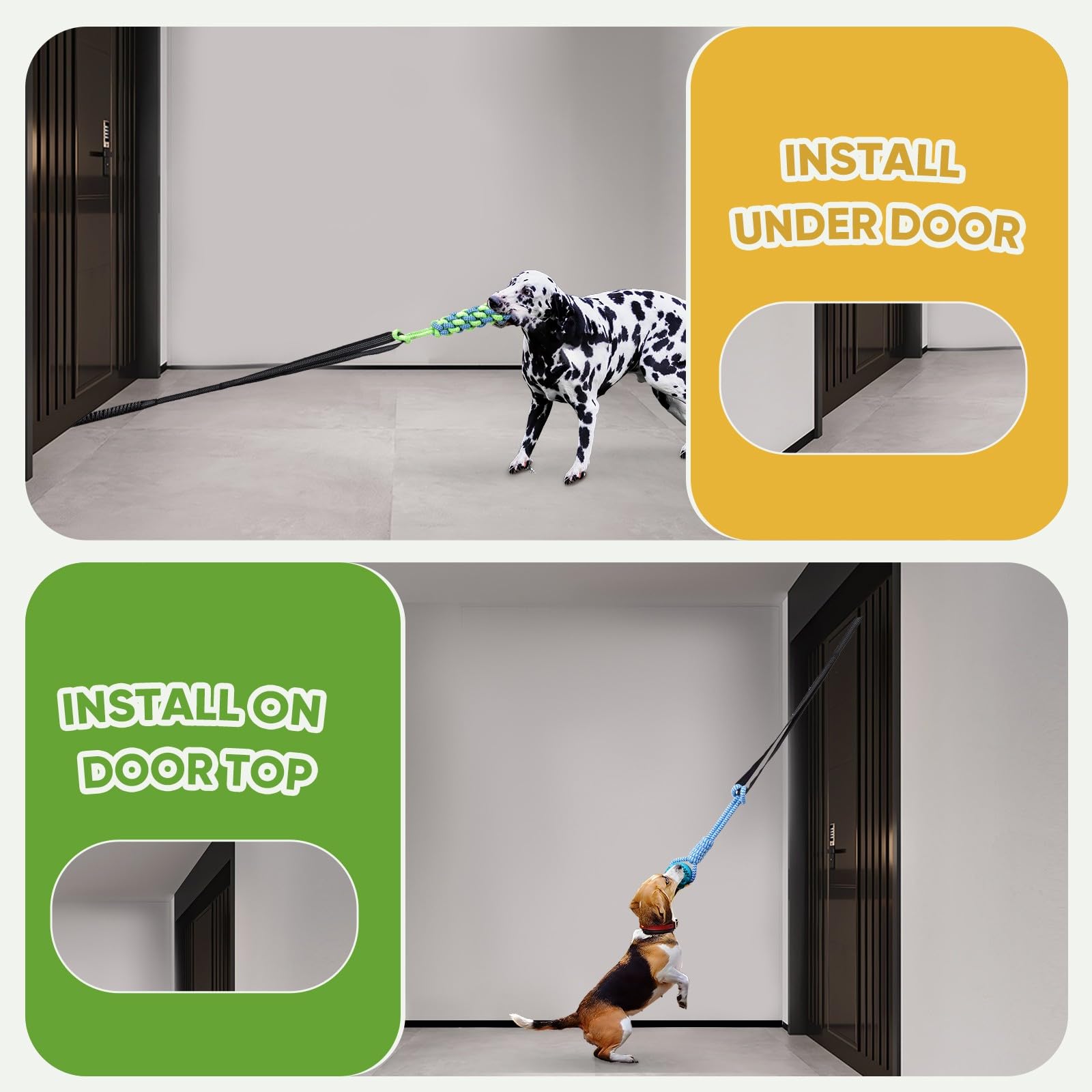 Juguete elástico para perros, juego interactivo de juguete para tirar de la guerra con correa, cuerda y bola, juguete colgante de árbol con 2 cuerdas para masticar, bola de rompecabezas para