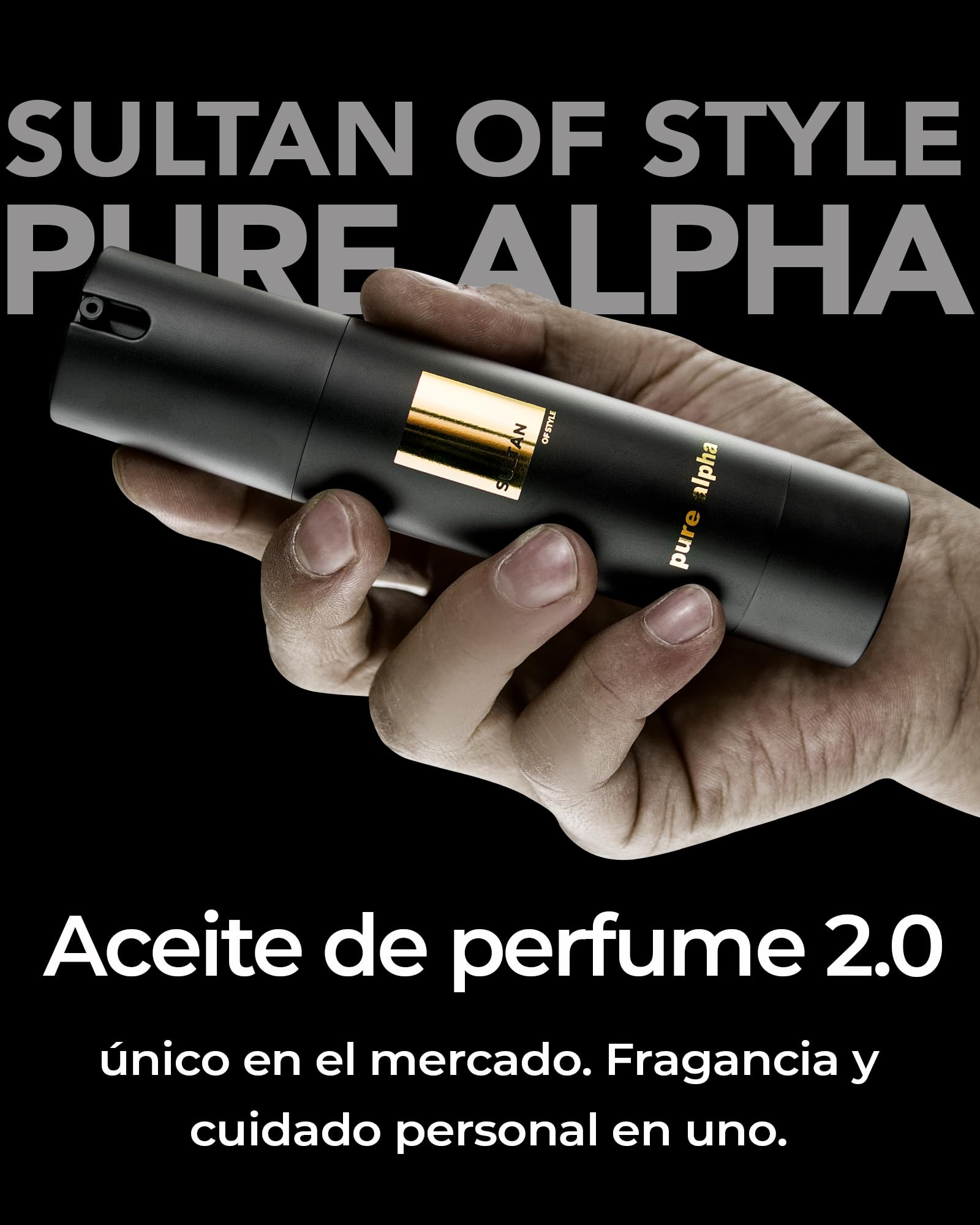 Sultan of Style Aceite de perfume Pure Alpha para hombre - Aroma especiado y fresco - 100% sin alcohol - Aceites esenciales para el cuidado personal - Regalos para hombre
