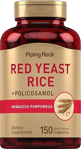 Piping Rock Arroz de levadura roja 600 mg  150 cápsulas  con policosanol  Suplemento sin OMG, sin gluten