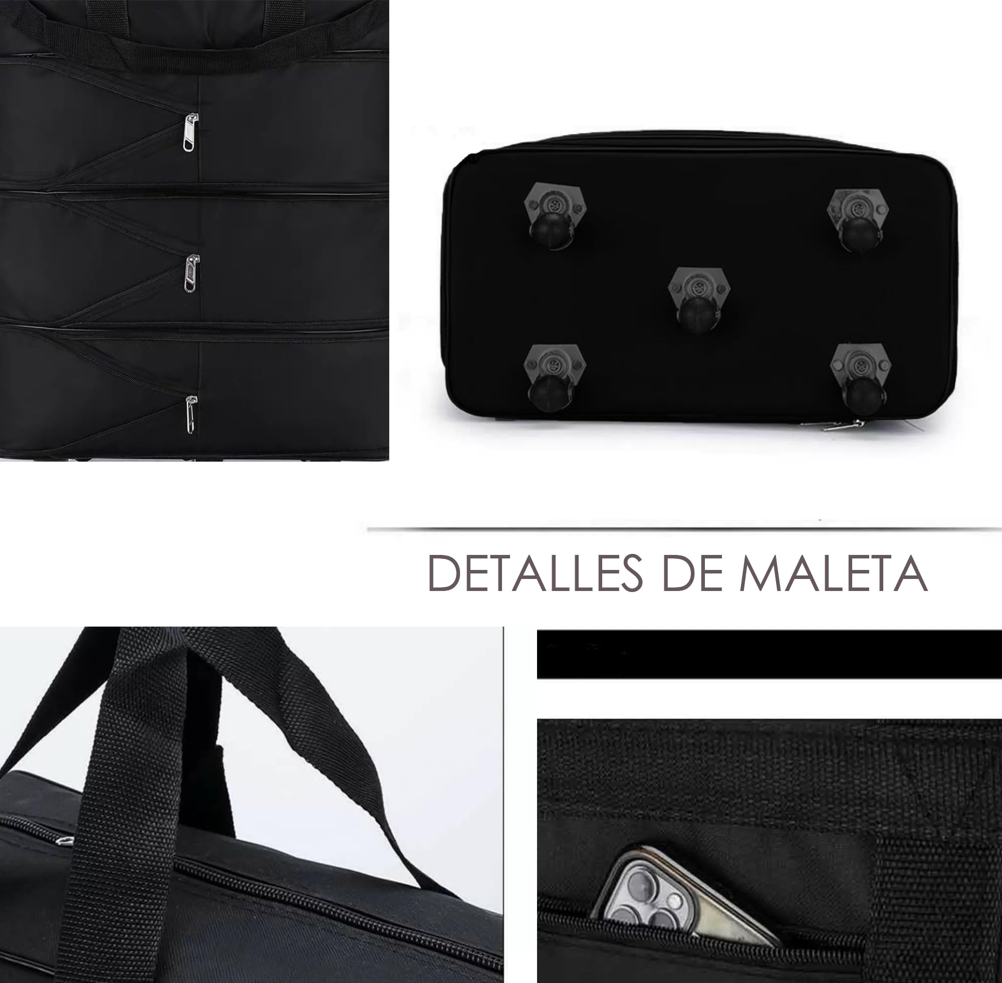 Bolsa de Viaje con Ruedas Expandible, Bolsa de Equipaje Plegable de Lona para Viajes Mudanzas, Capcidad hasta 90L(28PULGADA)