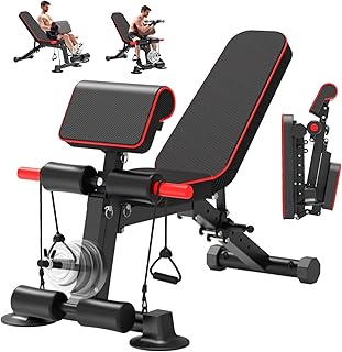 Adjustable Weight Bench,Utility Workout Bench Load 500LBS Foldable Incline Decline Benches for Home Gym Beginners and Enthusiasts muscle Building Fitness