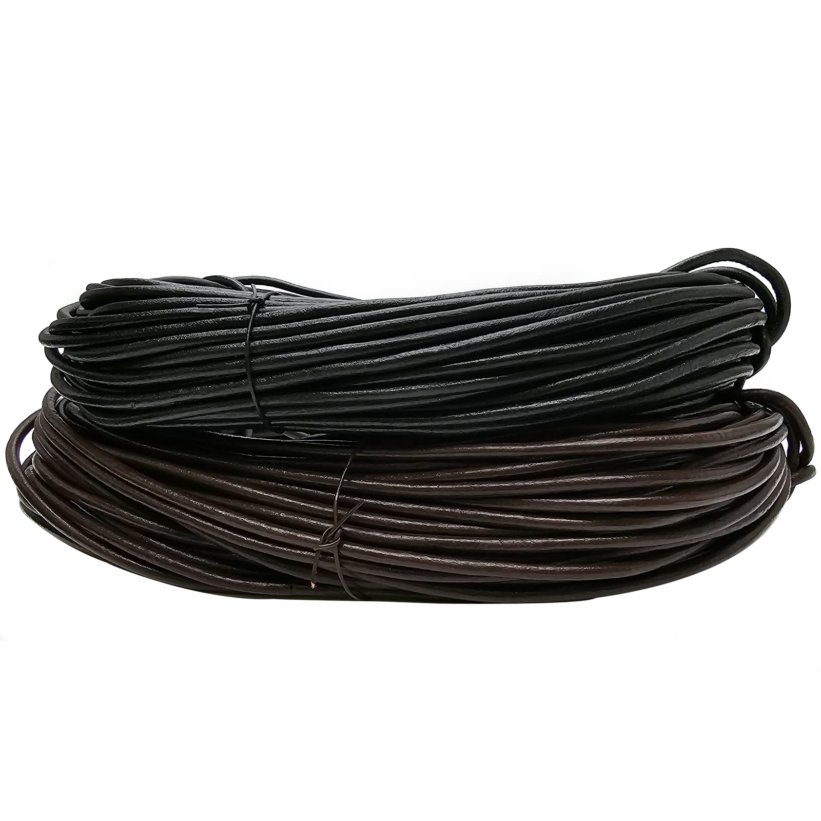 Cordino rotondo in cuoio, 6 mm-, nero, 20 m