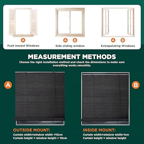 Miniatura 7 de Persianas de bambú para ventanas interiores, persianas de bambú fáciles de instalar para ventanas de interior, persianas enrollables personalizadas