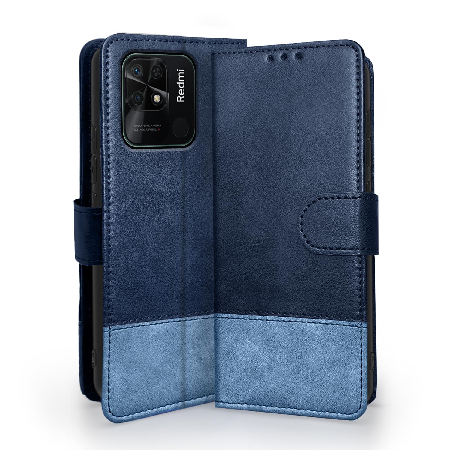 Pikkme Mi Redmi 10 / Redmi 10 Power Flip Cover | Dual-Tone PU Leather Finish | Wallet Style & Stand | Magnetic Flip Case for Mi Redmi 10 / Redmi 10 Power (Navy & Light Blue) (B0CQXPMH8Y) Amazon Price History, Amazon Price Tracker