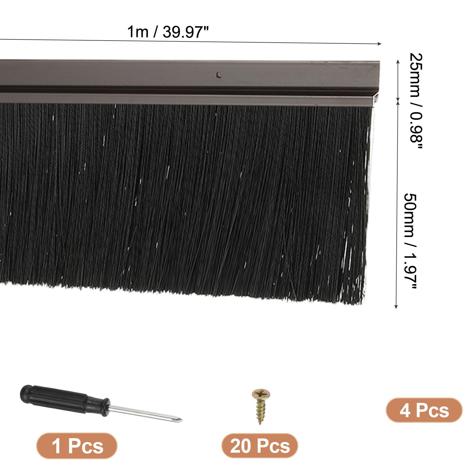 PATIKIL Door Brush Sweeps 1.97" Bristles x 39.37" Long - Image 2