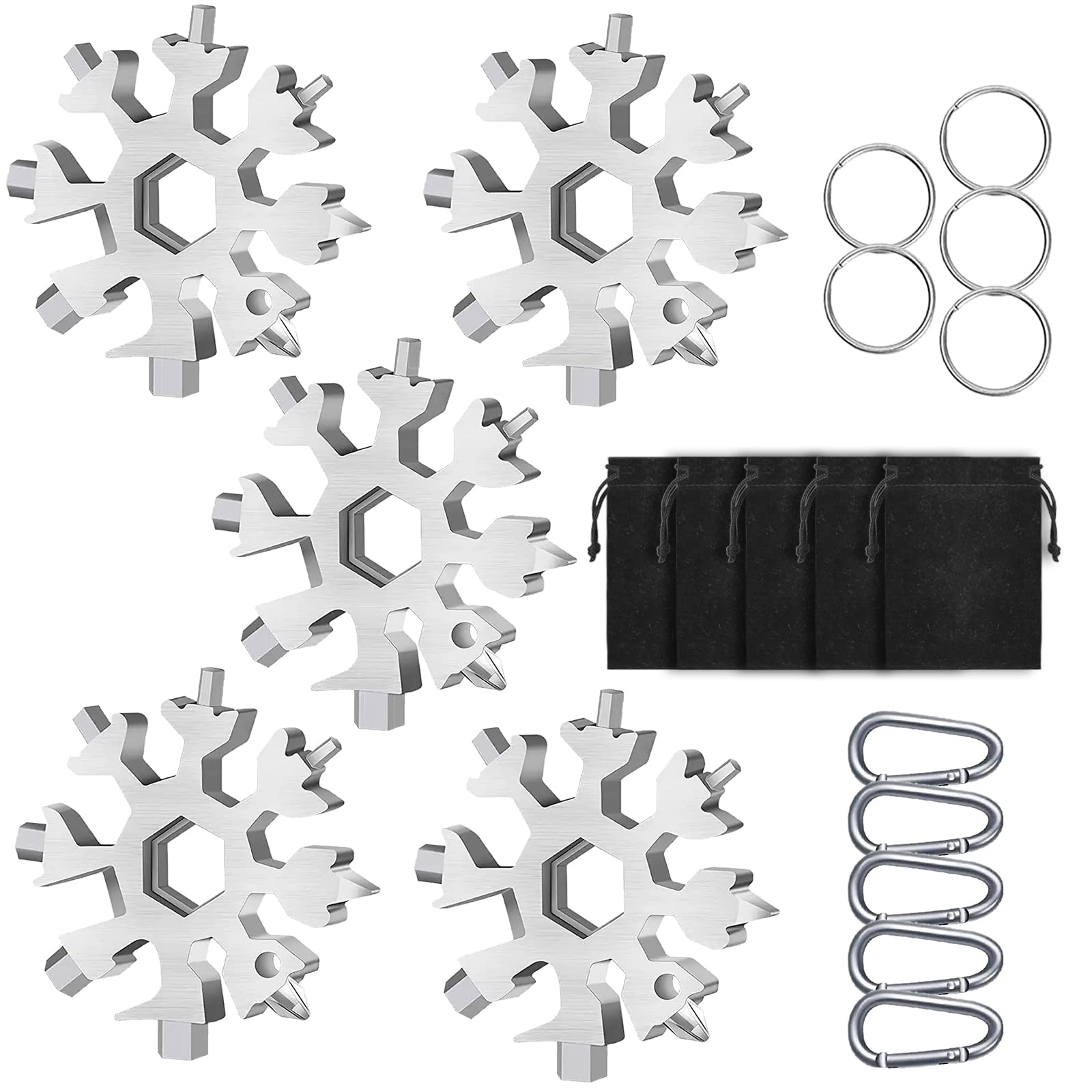 Outil multifonction flocon de neige lot de 5 avec sac cadeau pour les fêtes et anniversaires