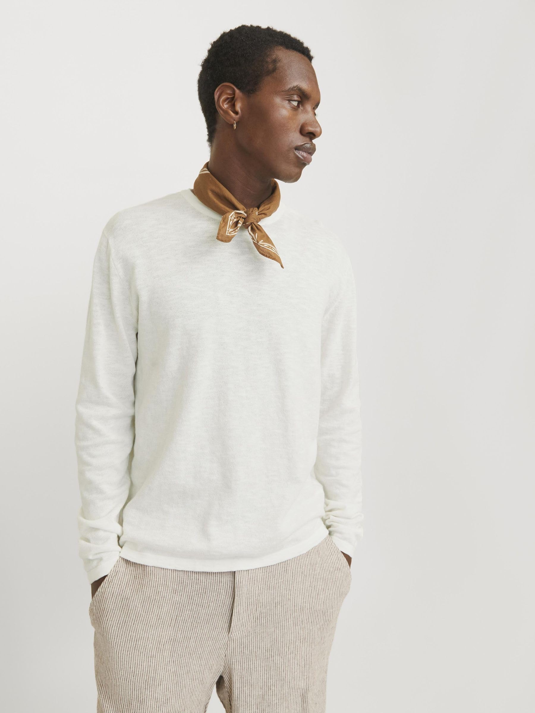 JACK & JONES Męski sweter z dzianiny Jjesummer Knit Crew Neck Sn, Cloud Dancer, S