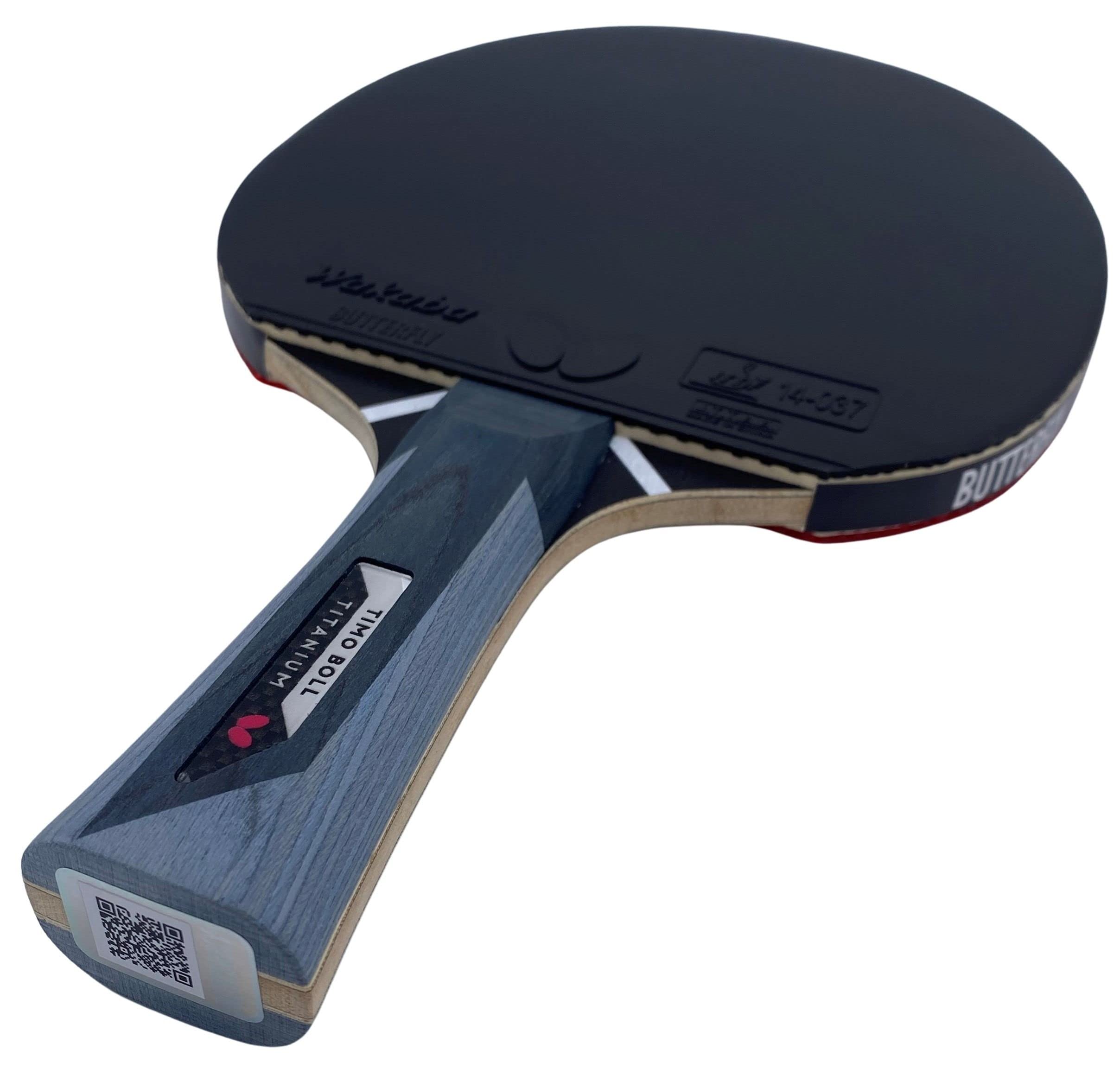 Butterfly Timo Boll Titanium Raqueta de tenis de mesa | Revestimiento Wakaba certificado ITTF para competición | Esponja de 2,0 mm | Jugador profesional entrenado