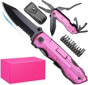Stocking Stuffers for Women - Gifts for Women Wife Mom Sister, Pin'k Multitool Knife - Womens Gifts for Christmas, Womens Stocking Stuffers - Birthday Gift for Woman, Mothers Day Camping Hiking Gift