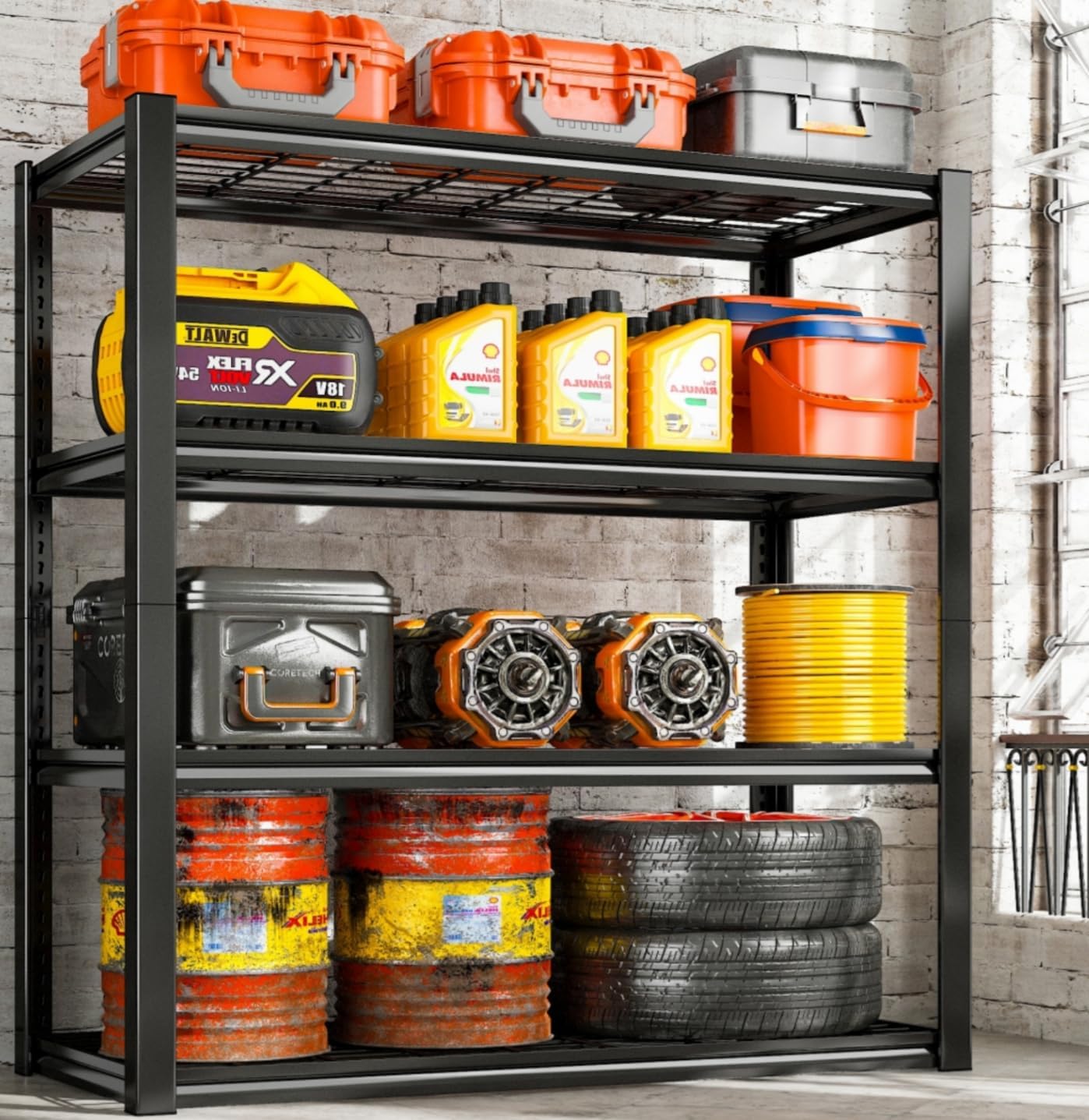 CX Black & Yellow®, 4Tier Heavy Duty Plastic Storage