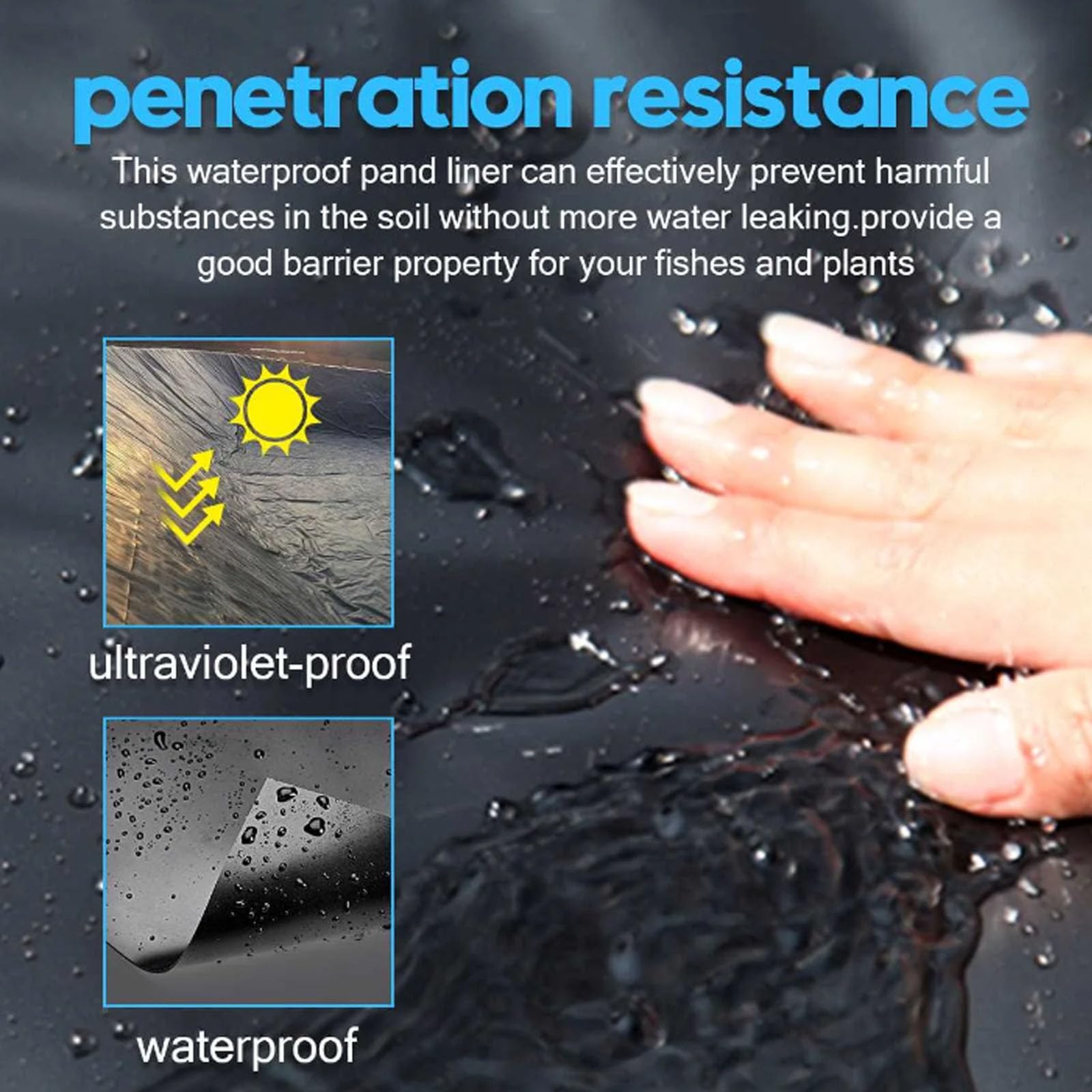 Revestimiento De Estanque De PVC, Lámina De Invernadero, Lámina De Construcción Revestimiento De Estanque De Hdpe Negro Resistente 0,2 Mm De Espesor 4 X 3 M LáMina De Sellado Membrana