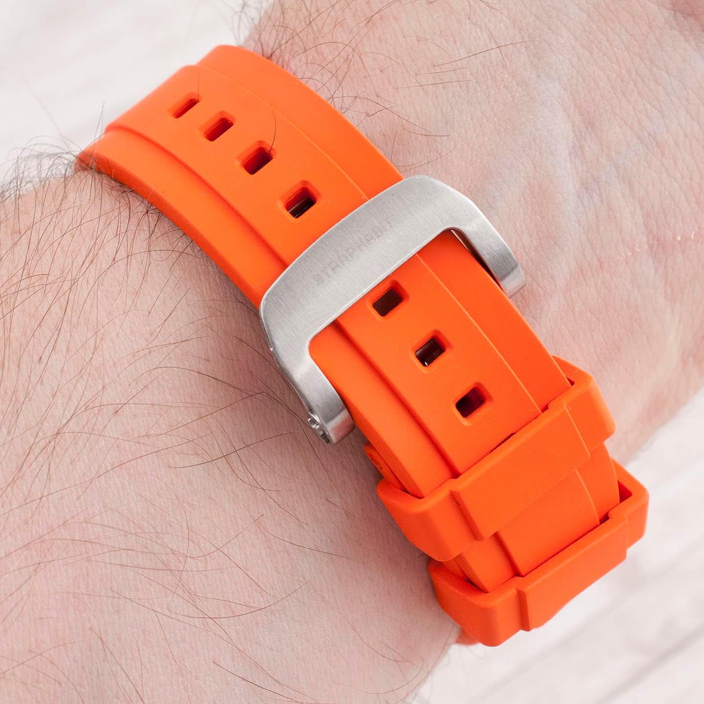 StrapHabit Spring Loaded Deployant Buckle Watch Clasp - Stainless Steel Deployment Clasp Fits FKM Rubber Watch Straps
