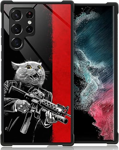 ZHEGAILIAN Funda compatible con Samsung Galaxy S23 Ultra, funda de gato de lucha para Samsung Galaxy S23 Ultra, funda para hombres y niños,