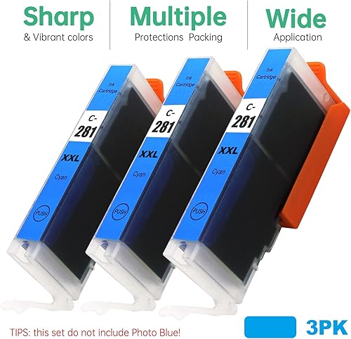 Miniatura 2 de EXCERCUS CLI-281 Cartucho de tinta cian de repuesto para Canon CLI-281XXL 281XXL 281 cian uso para Canon PIXMA TS6320 TR7520 TS8120 TS8320 TR8520