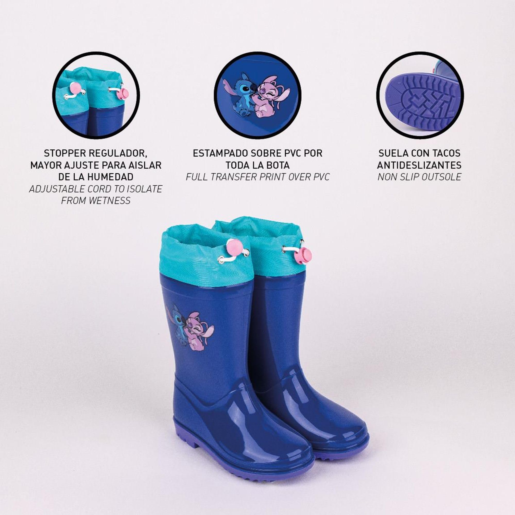 STITCH Stivali da Acqua per Bambini Blu, Taglia Calzature 27