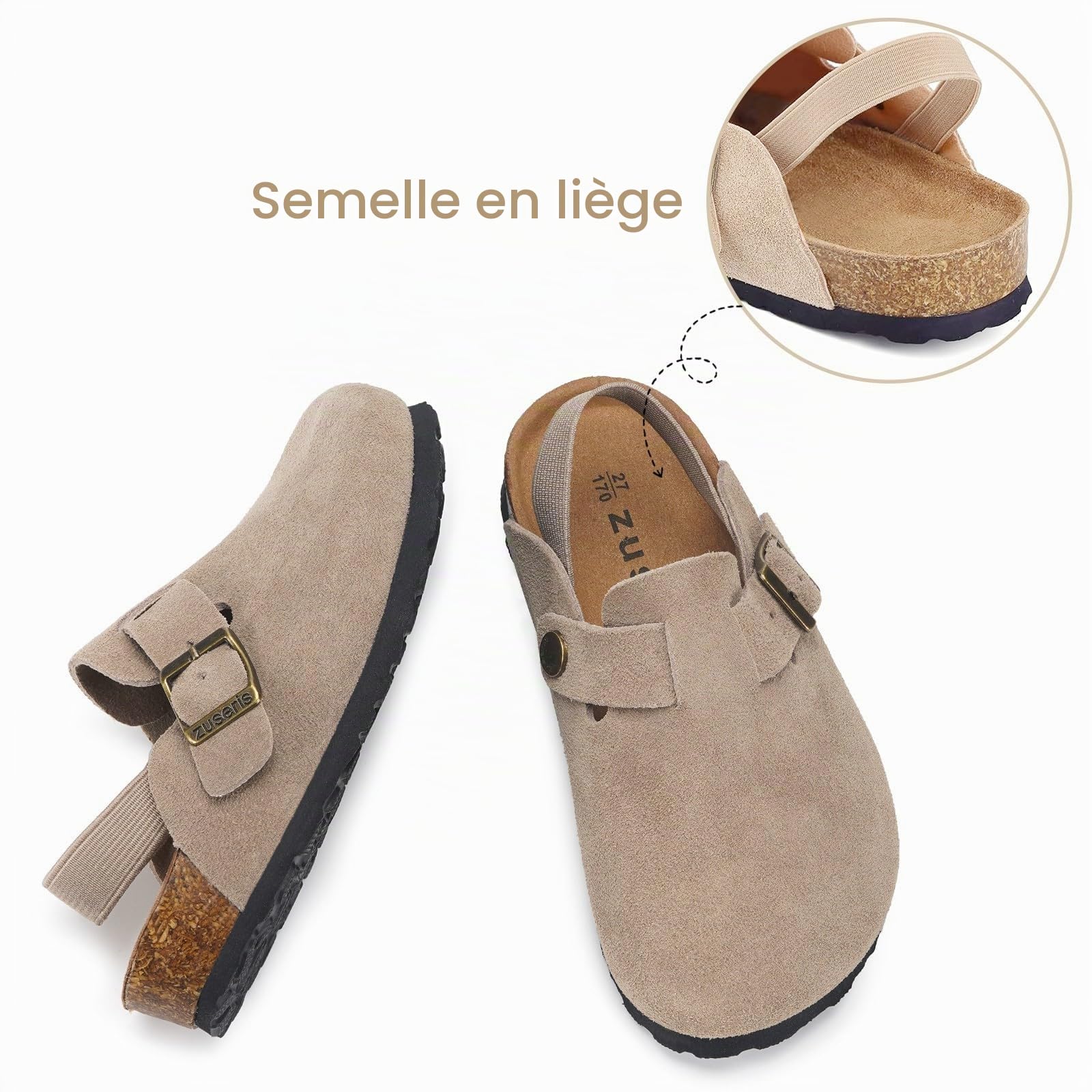 Mules Fille Sabots Garçon Chausson Enfant Pantoufle bébé Antidérapants Chaussures de Jardin Semelle en Liège Sandales