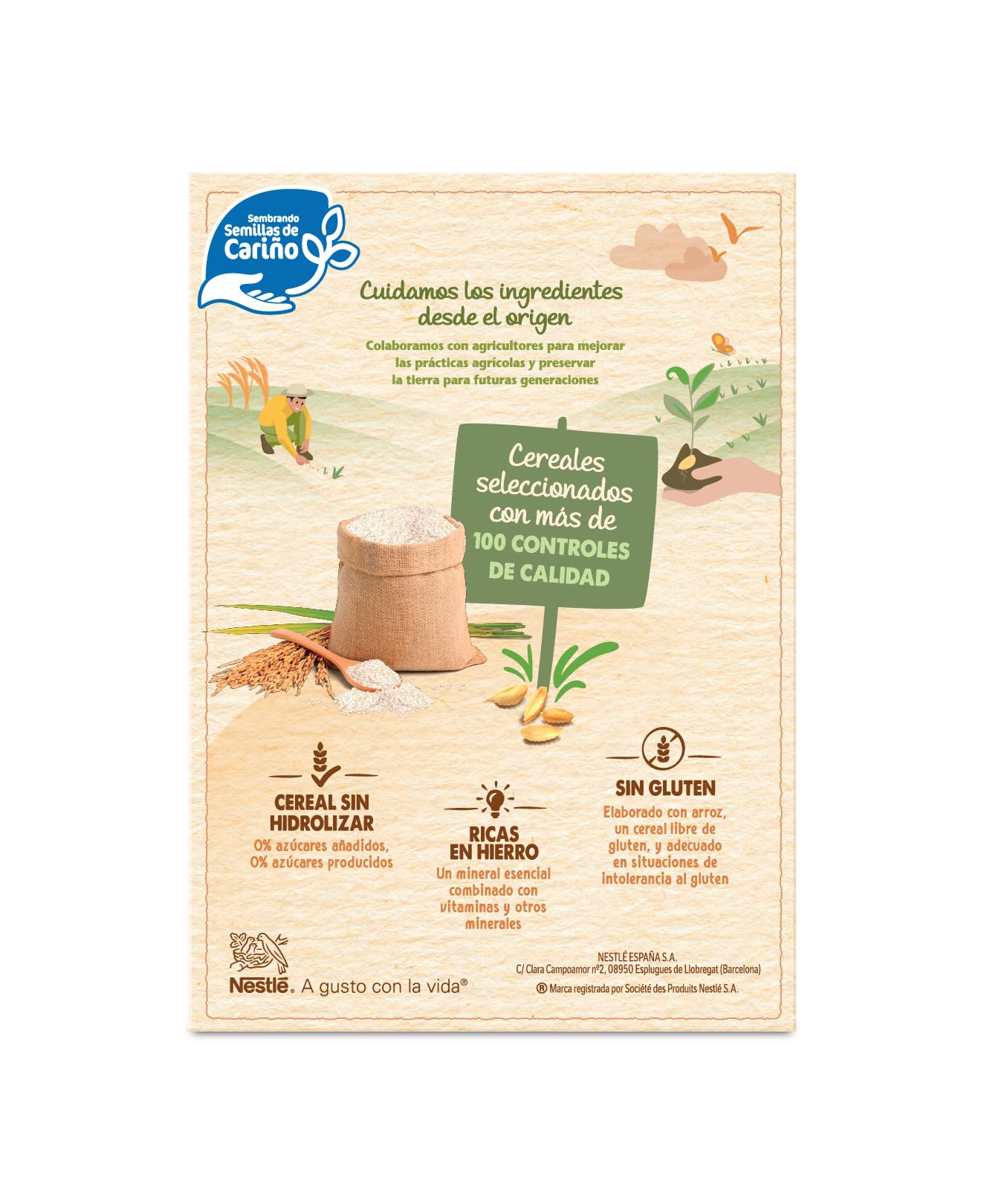Nestlé 0% 0% Crema De Arroz Y Sin Gluten, A Partir De Los 6 Meses, 450 G