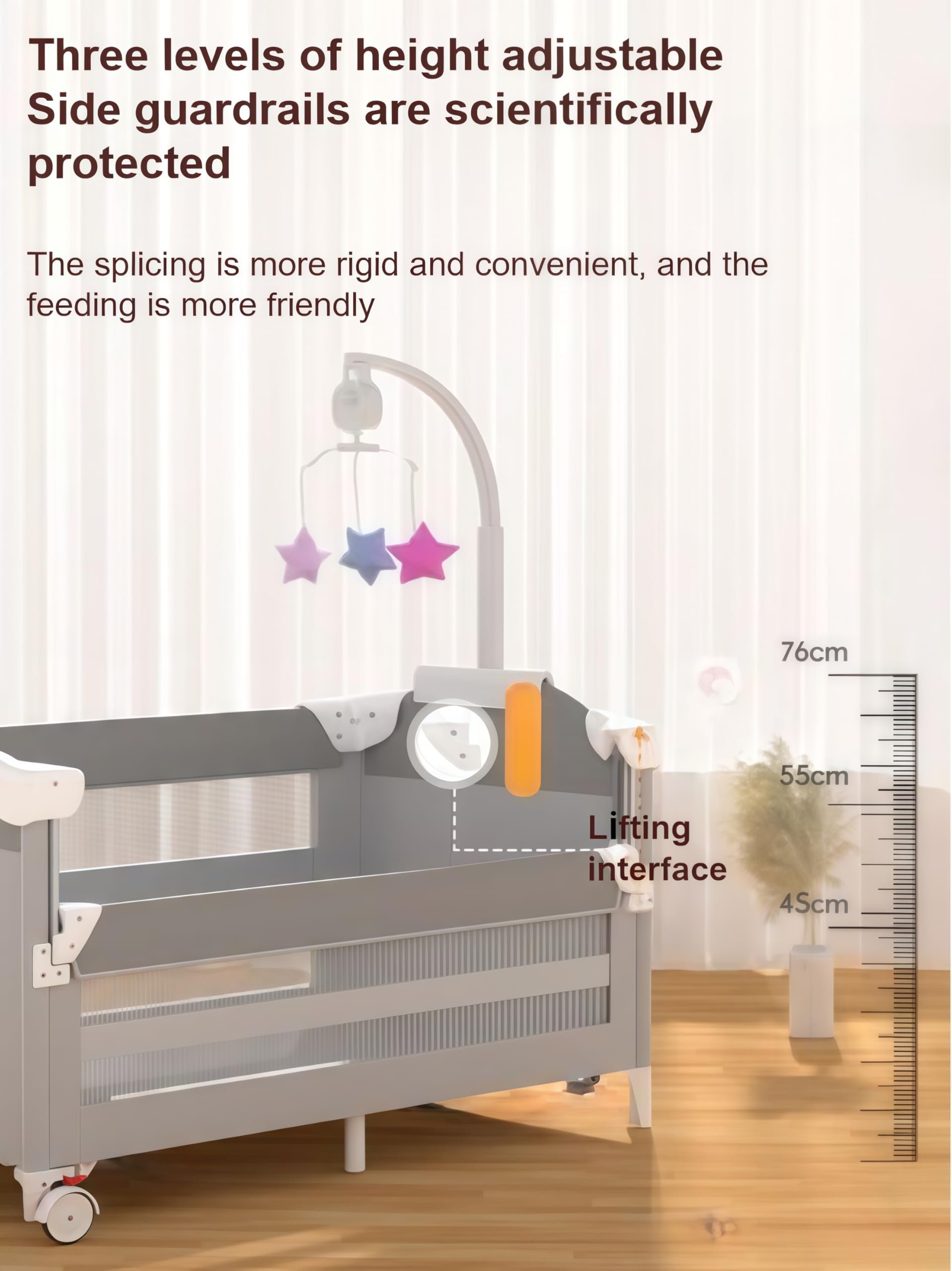 MoLi Lit Parapluie avec Table à Langer, Hauteur Réglable Lit Parapluie Bebe avec Matelas, Confortable et Robuste Berceau Bébé Evolutif, Mobile Baby Bed (6602 Grey Without Net)