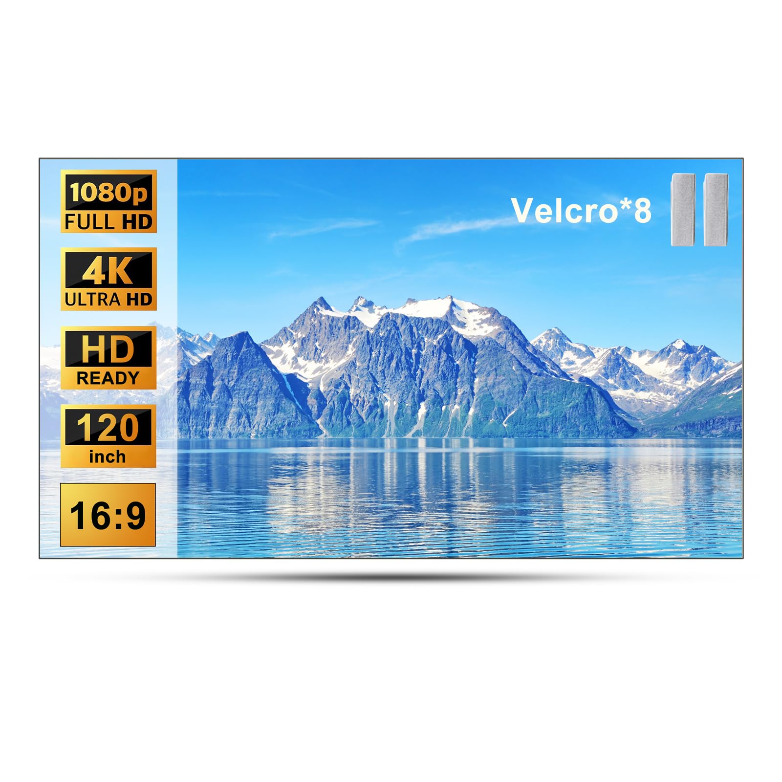 Pantallas de proyector para exteriores, pantalla de proyector montada en pared y techo de 100 pulgadas con relación de aspecto 16:9, pantalla de proyector portátil para interiores y exteriores