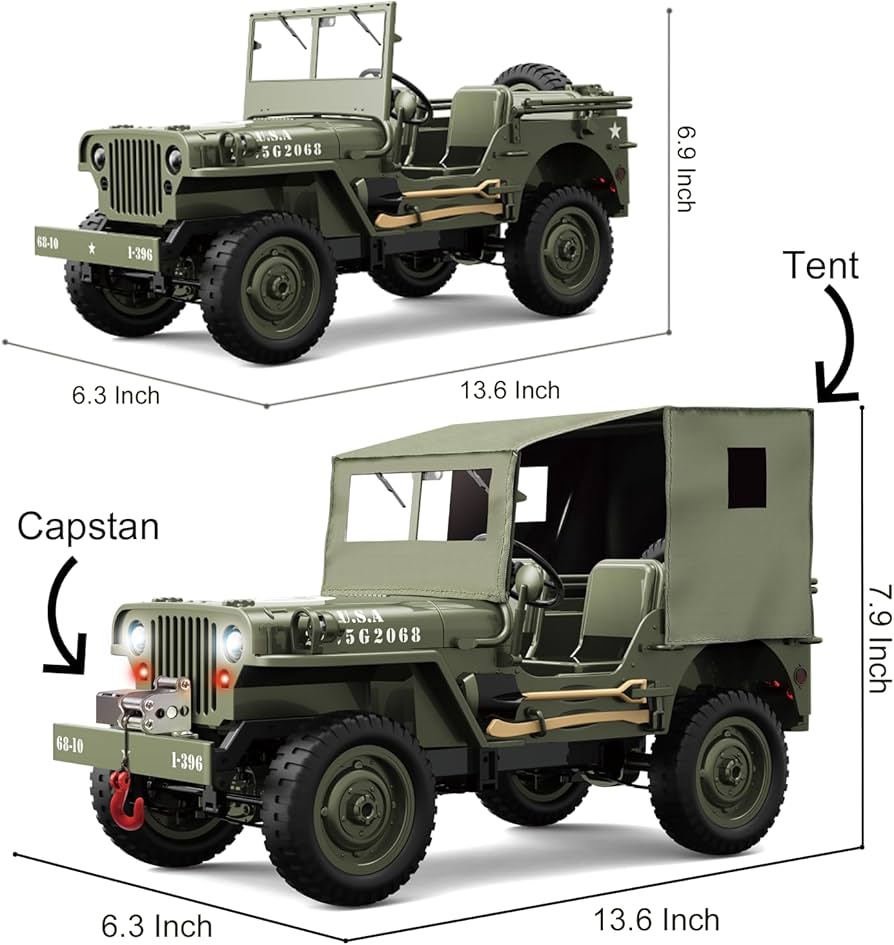 Amazon.com: Yiwsnust RC Jeep 1/10 Scale Willys Hobby RC Car Off