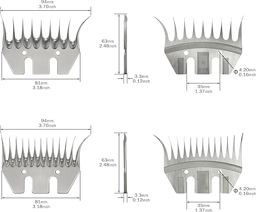 Miniatura 5 de 4 juegos de cuchillas de repuesto de tijeras de oveja, cuchillas desmontables de acero inoxidable para cortar animales para aseo de cabras,