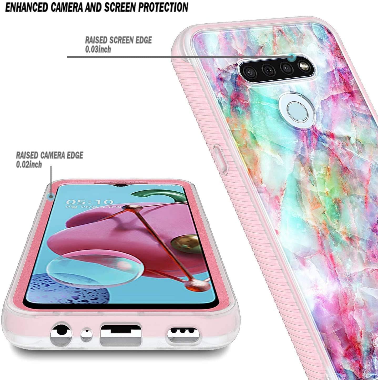 NZND Case for LG Stylo 6 with [Built-in Screen Protector], Full-Body Protective Shockproof Rugged Matte Bumper Cover, Impact Resist Durable Phone Case Cover for LG K71/Stylo 6 -Marble Design Fantasy