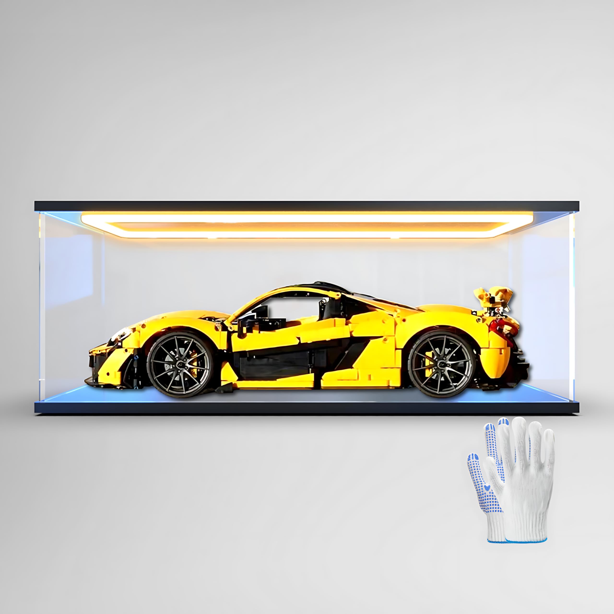 Vitrine en acrylique compatible avec L-E*G-O 42172 pour Mc-Laren P1 - Boîte de rangement transparente anti-poussière pour collectionneurs (modèle non inclus) (J)