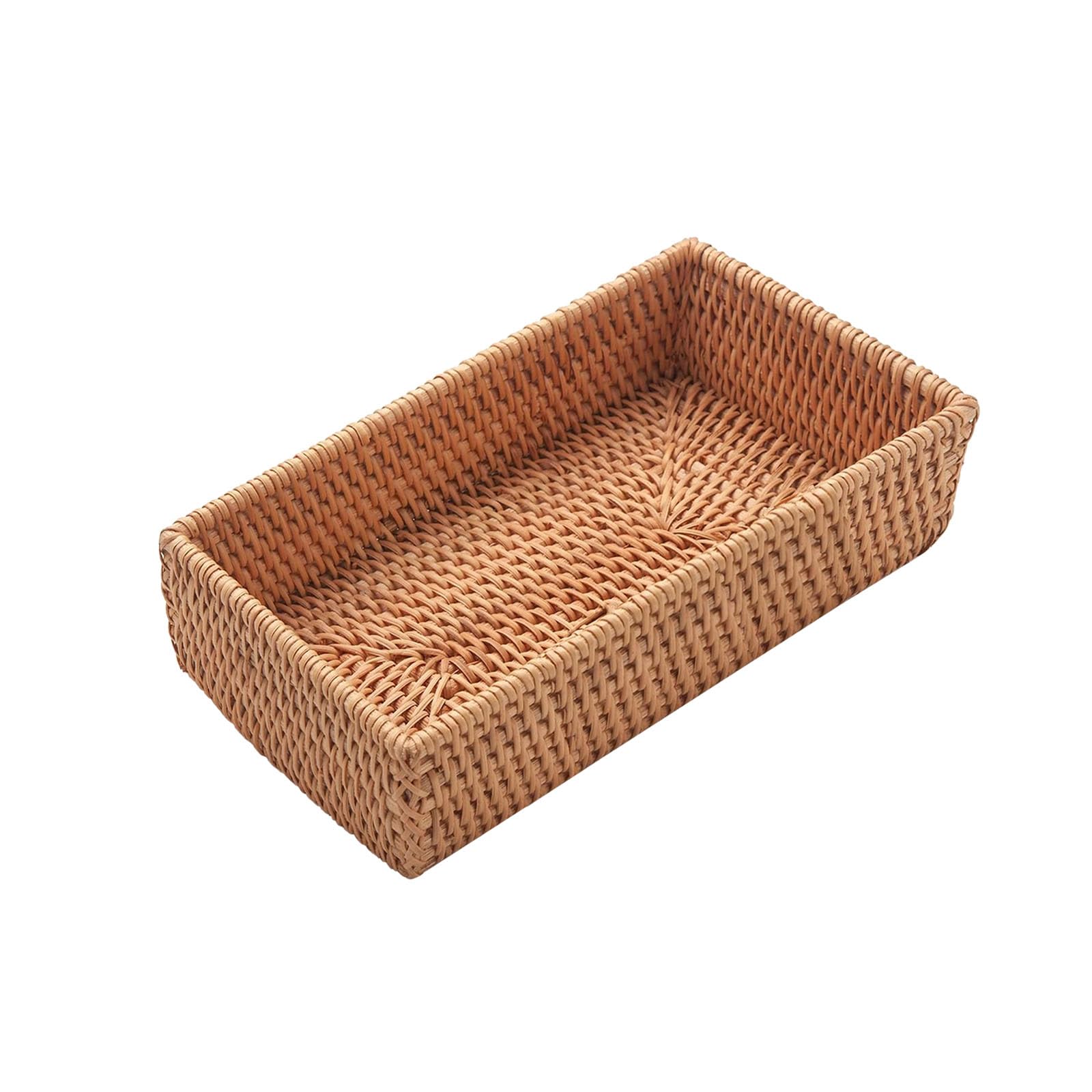 Akajen Rattan Bathroom Trays 8.3" x 4.3" x 1.6" Small Bathroom Basket, Toilet Tank Baskets Organizing Rattan Bathroom Vanity Trays Toilet Tank Tray
