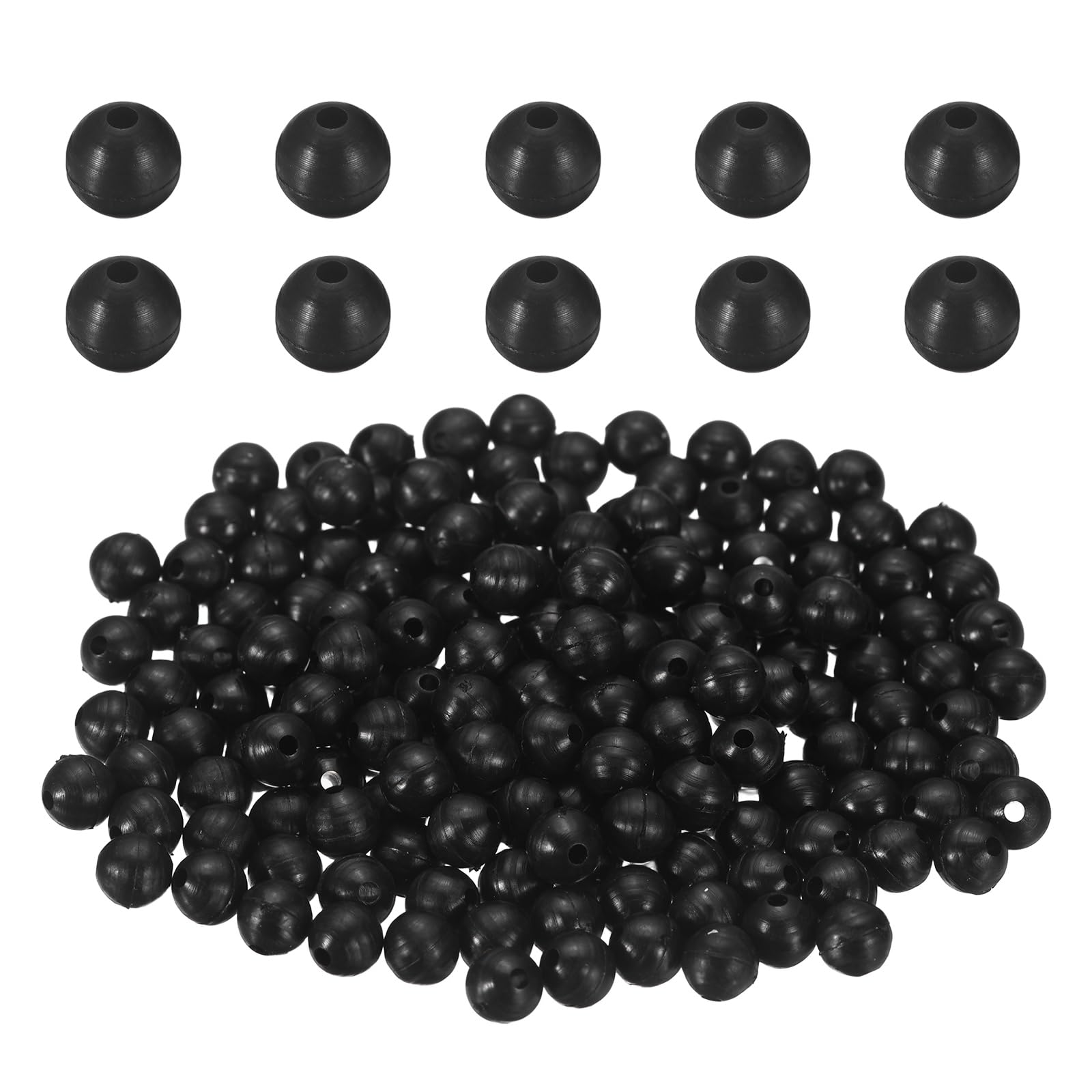 YELARXI 250 Pcs Fishing Beads, 5mm Plastic Round Hard Bait Egg Lure Rigs Freshwater Saltwater for Fishing Rigs for Catfish Rig Outdoor Tackle Tool, Black