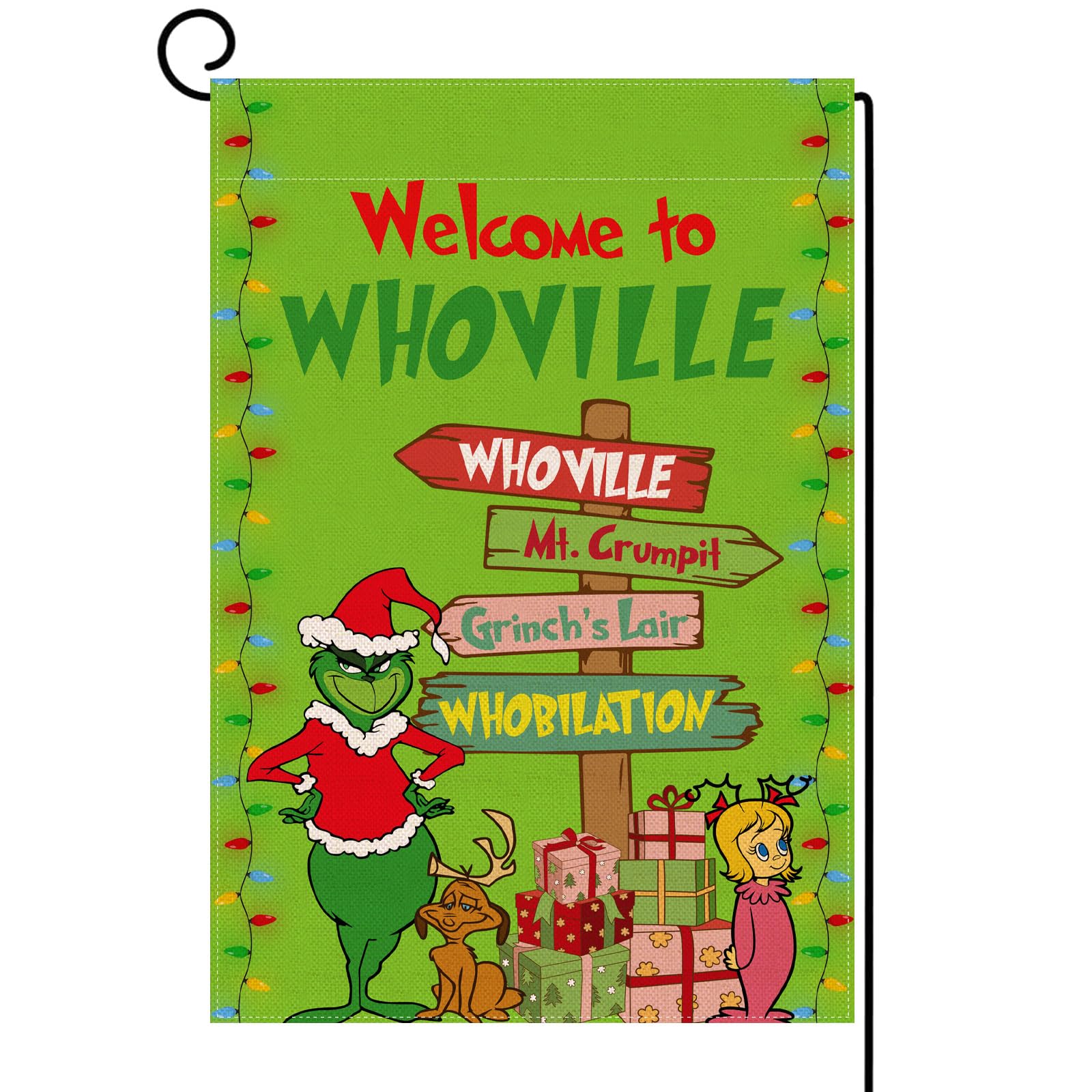Grinchmas Gartenflagge – 'Welcome To Whoville' Für Weihnachtsdeko Draußen