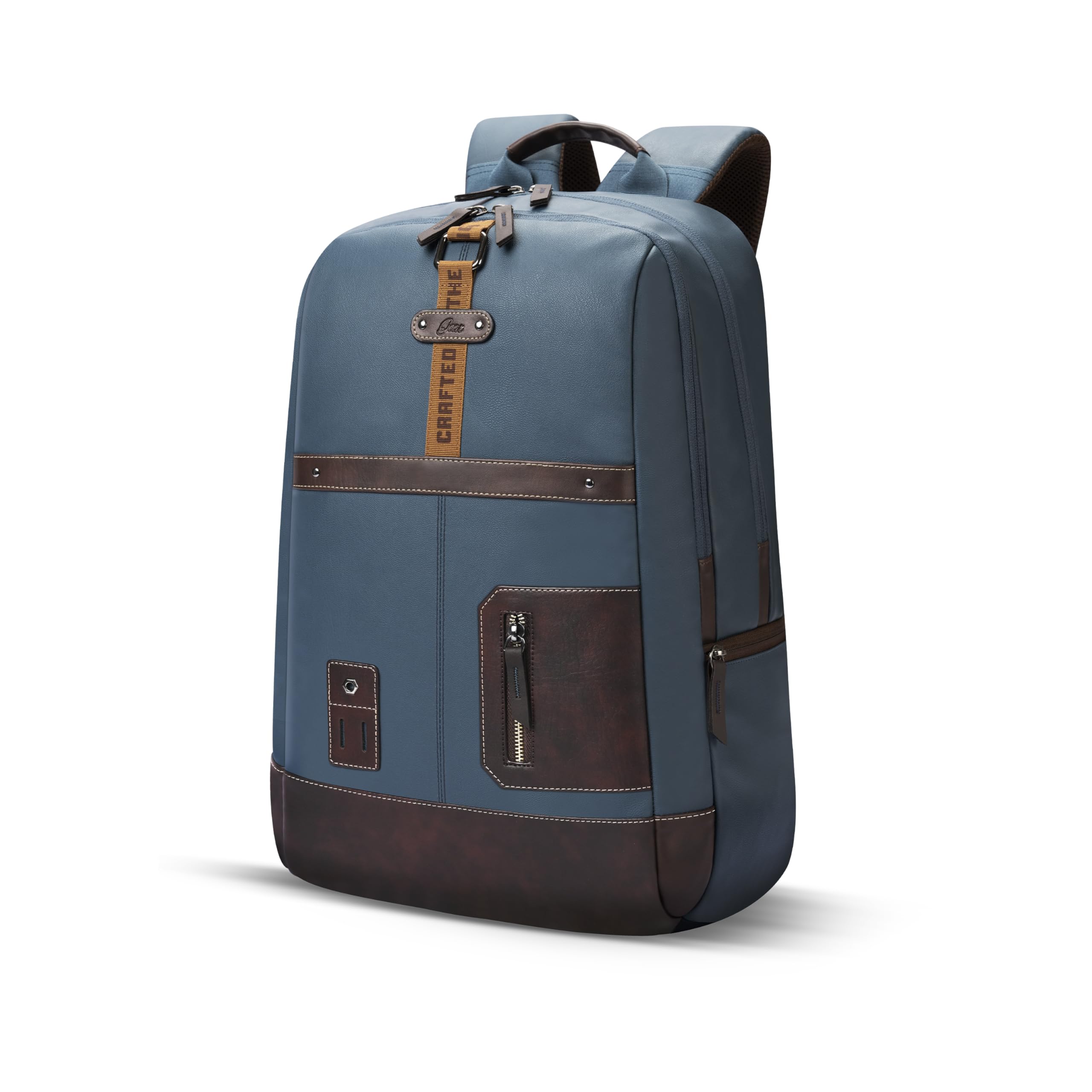 Classic 6 18"/31L Antitheft Large Faux Leather Water Resistant Laptop backpack/Laptop backpack/Casual Backpack/Daypack/Travel Backpack/College Bag For Men/Women(Teal-Brown)