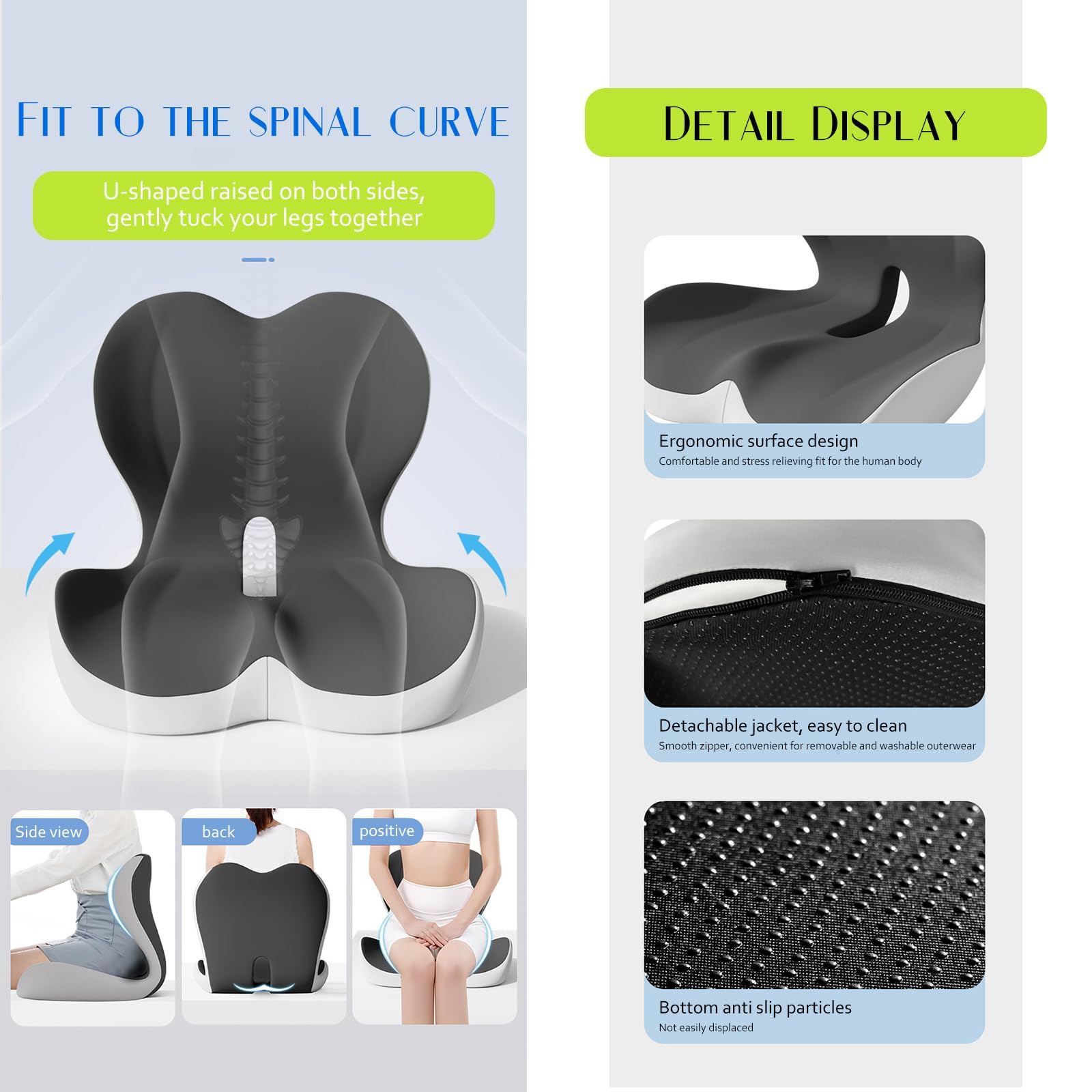 Coussin Ergonomique Assise, Coussin Siege Voiture avec Soutien Latéral, Atténuer Le Stress Convient aux Sièges de Voiture et aux Chaises de Bureau