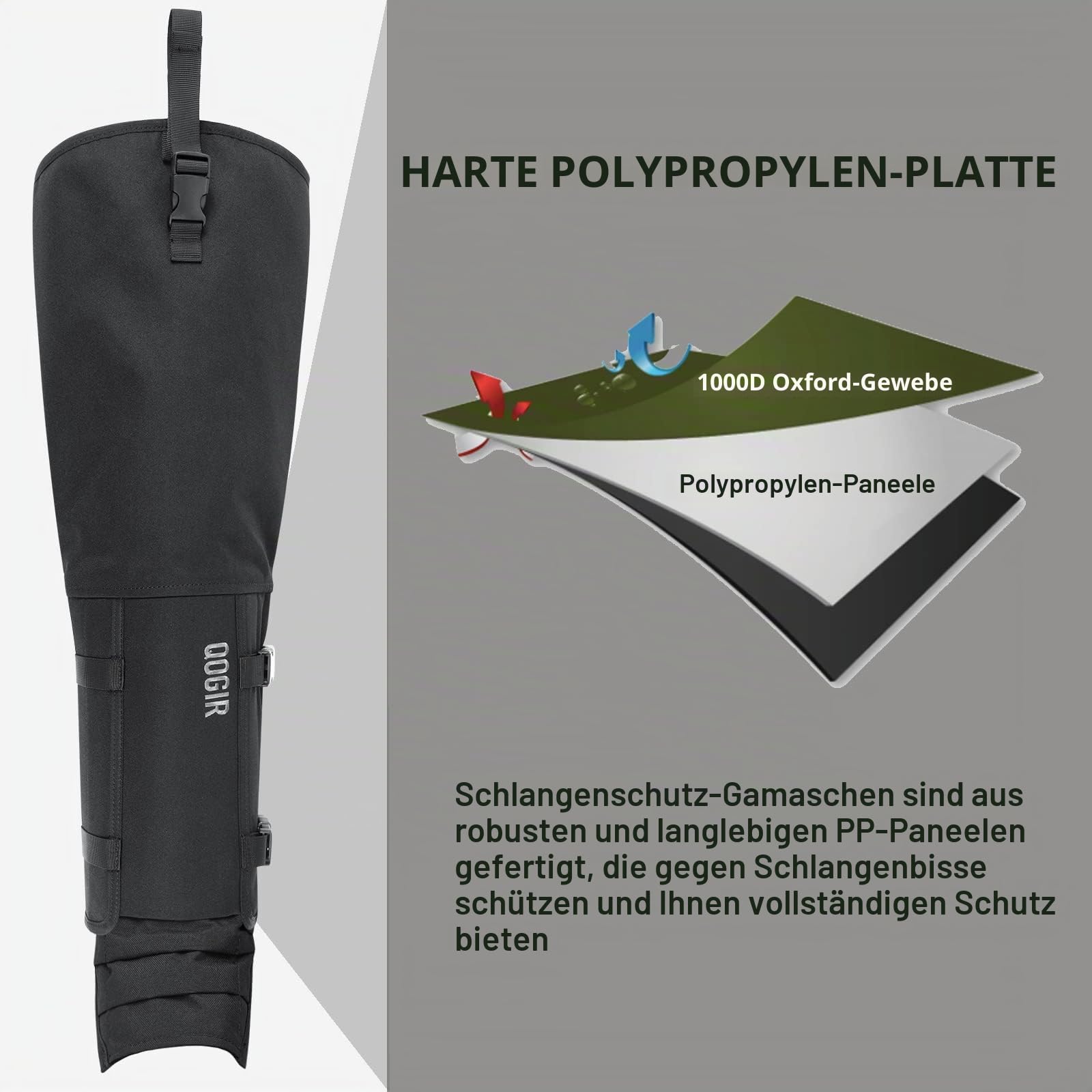 QOGIR Snake Guard Protection Chaps: Schlangenbissschutz für Knöchel bis Oberschenkel Schlangen-Chaps, wasserdichte Schlangengamaschen für Männer & Frauen, Jagd voller Schutz für Beine vor Schlangenbissen und Briar