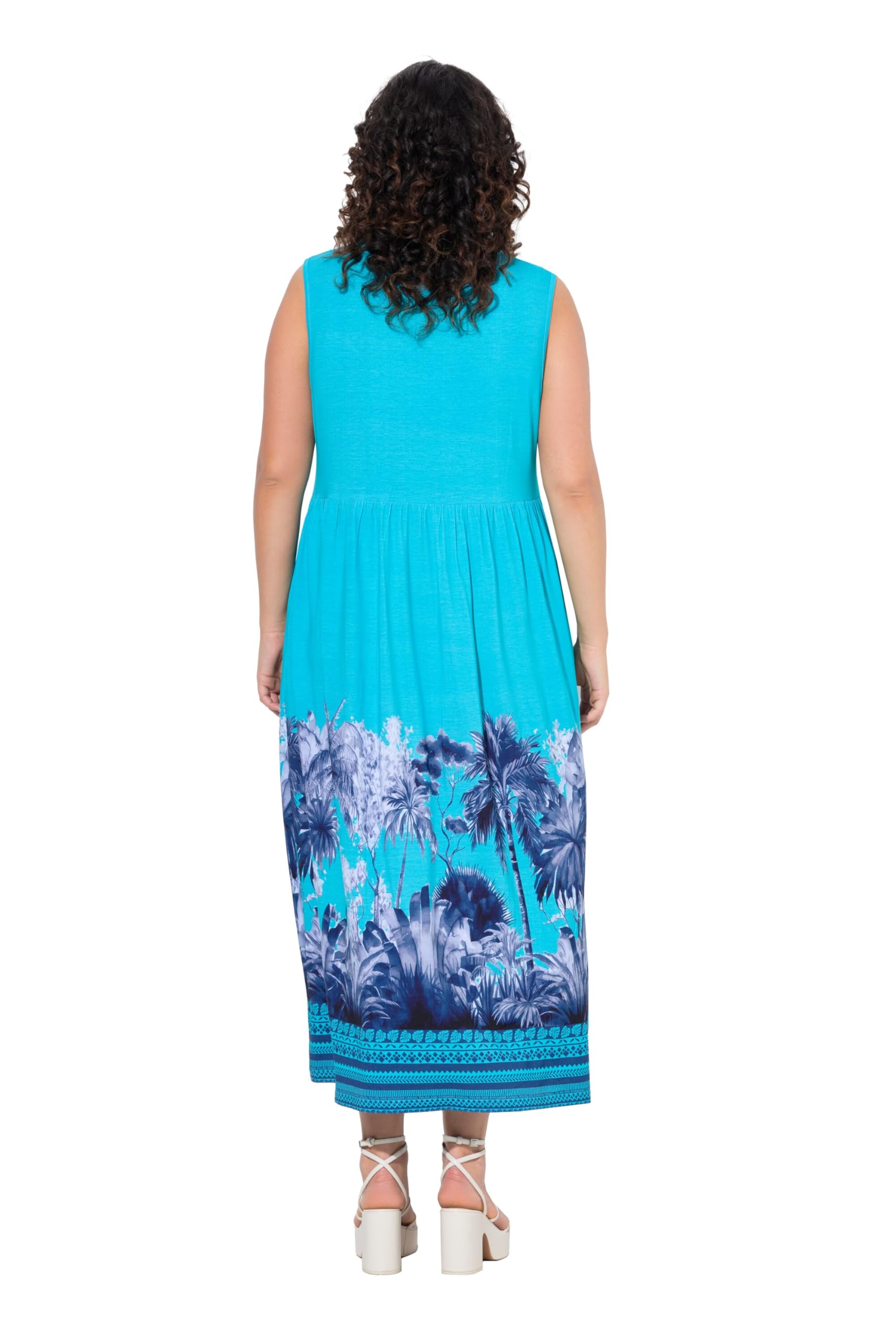 Ulla Popken Damen Jerseykleid mit Palmenbordüre Dress