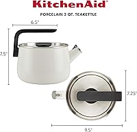 Vista 2 de KitchenAid Teakettles Enamel-on-Steel Stovetop Whistling Teakettle, Induction Ready, Stainless steel Lid, 2 Quart - White