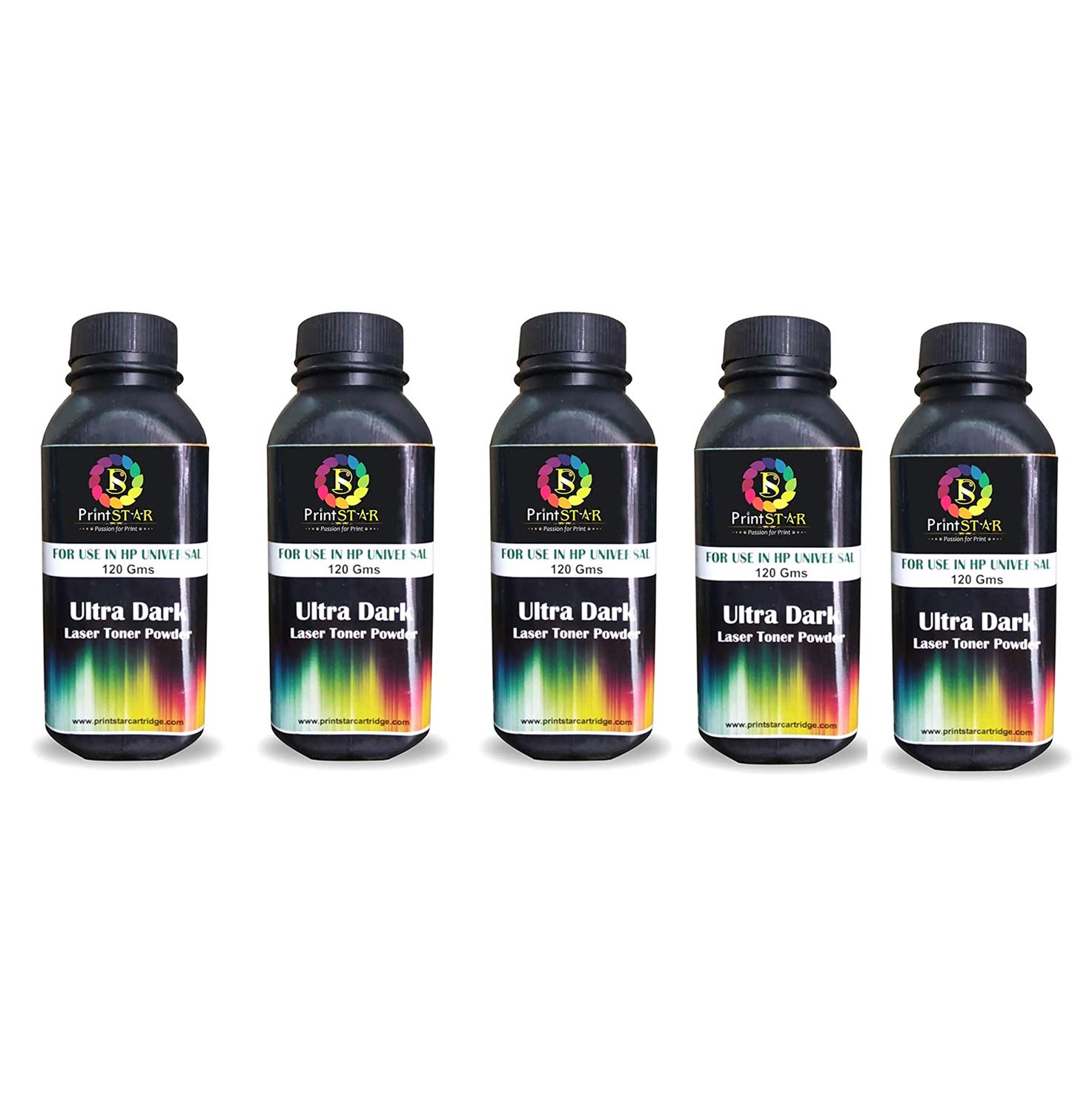 Print Star Ultra Dark Black Toner Powder for Use in HP 12A, 15A, 49A, 53A, 55A, 28A, 26A, 05A, 280A, 79A, 16A, 11A, 51A, 64A Canon FX9, 103, 703, 903 (120GM) (Pack of 05)